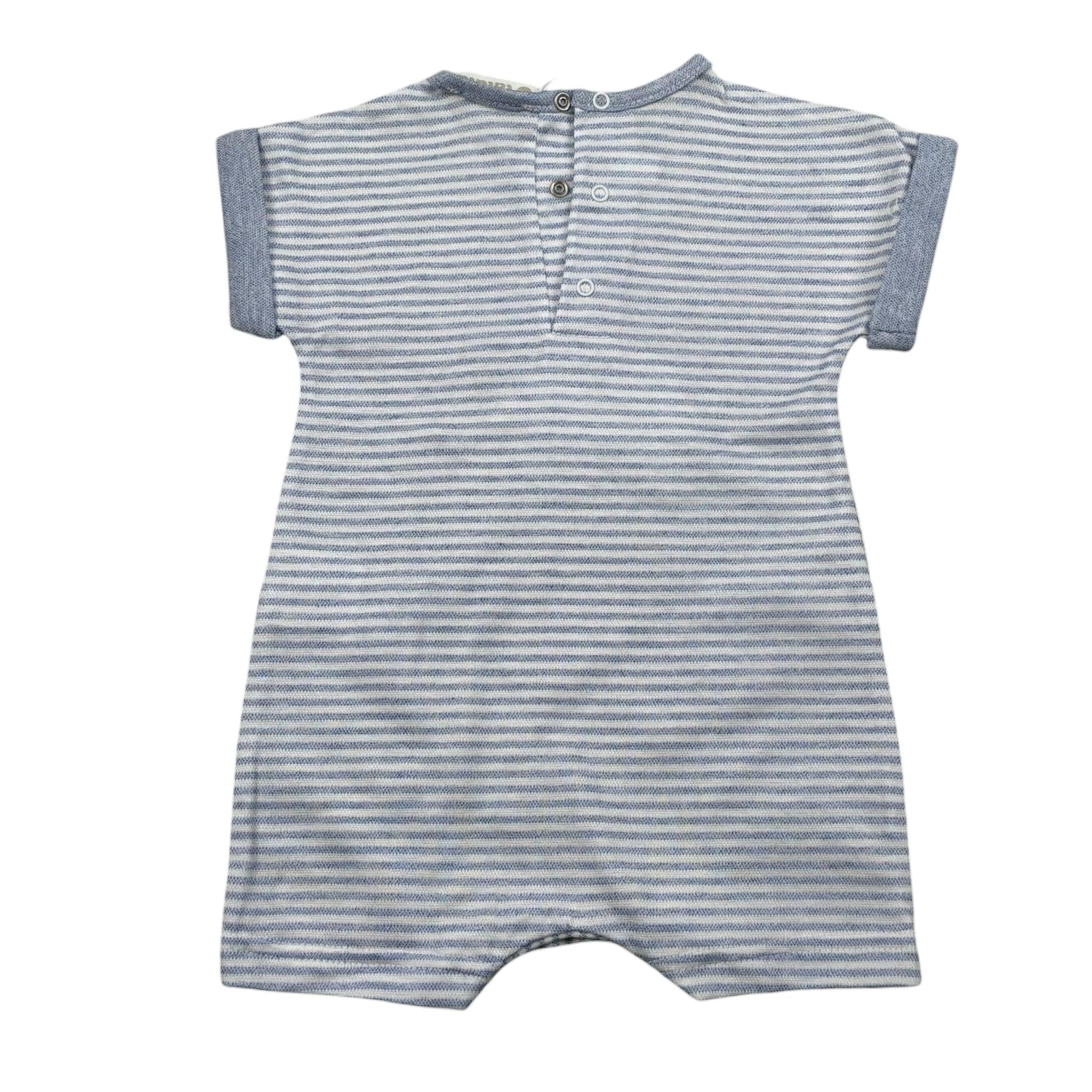 Lalalu' Pagliaccetto Tinta Unita con Fantasia A Righe per Neonato PAL3P BIANCO LALALU' 