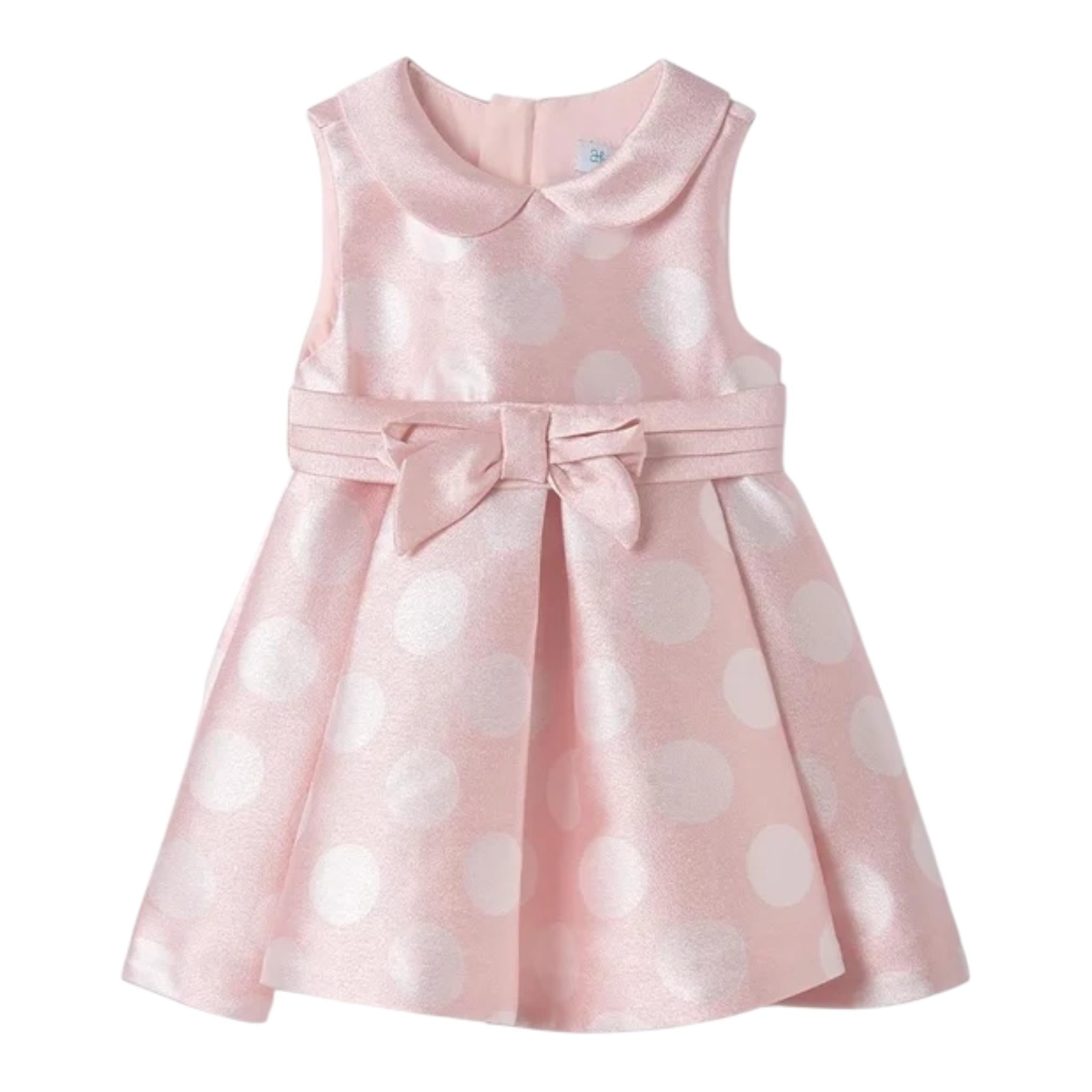Abel & Lula Abito Cerimonia Tinta Unita con Pois per Bambina 5007 ROSA ABEL & LULA 