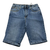 John Richmond Bermuda In Denim Tinta Unita Con Stampa Retro E Girovita Regolabile Blu Per Bambino