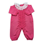 Marlu' Tutina Manica Lunga Tinta Unita con Ricami per Neonata EP1310 ROSA MARLU' 