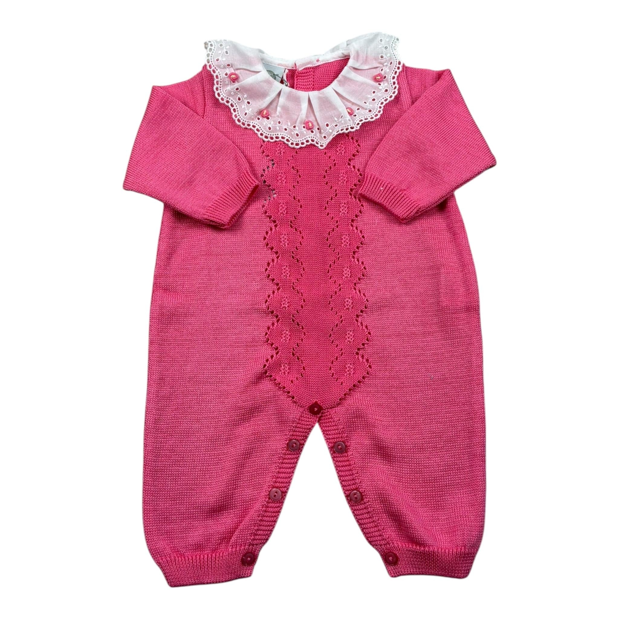 Marlu' Tutina Manica Lunga Tinta Unita con Ricami per Neonata EP1310 ROSA MARLU' 