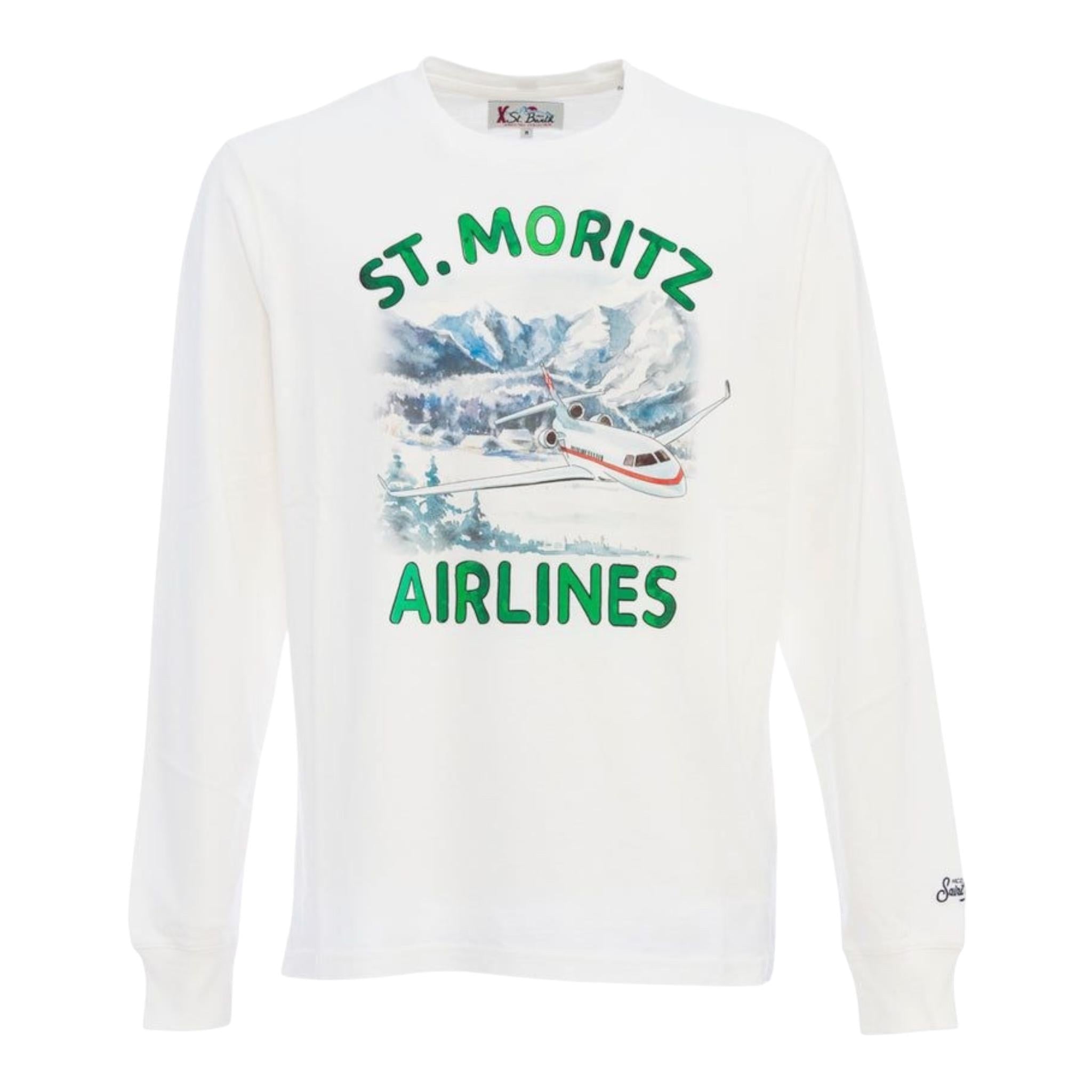 SAINT BARTH shirt girocollo tinta unita con stampa in contrasto Panna per Neonato LUT0003 PANNA SAINT BARTH 