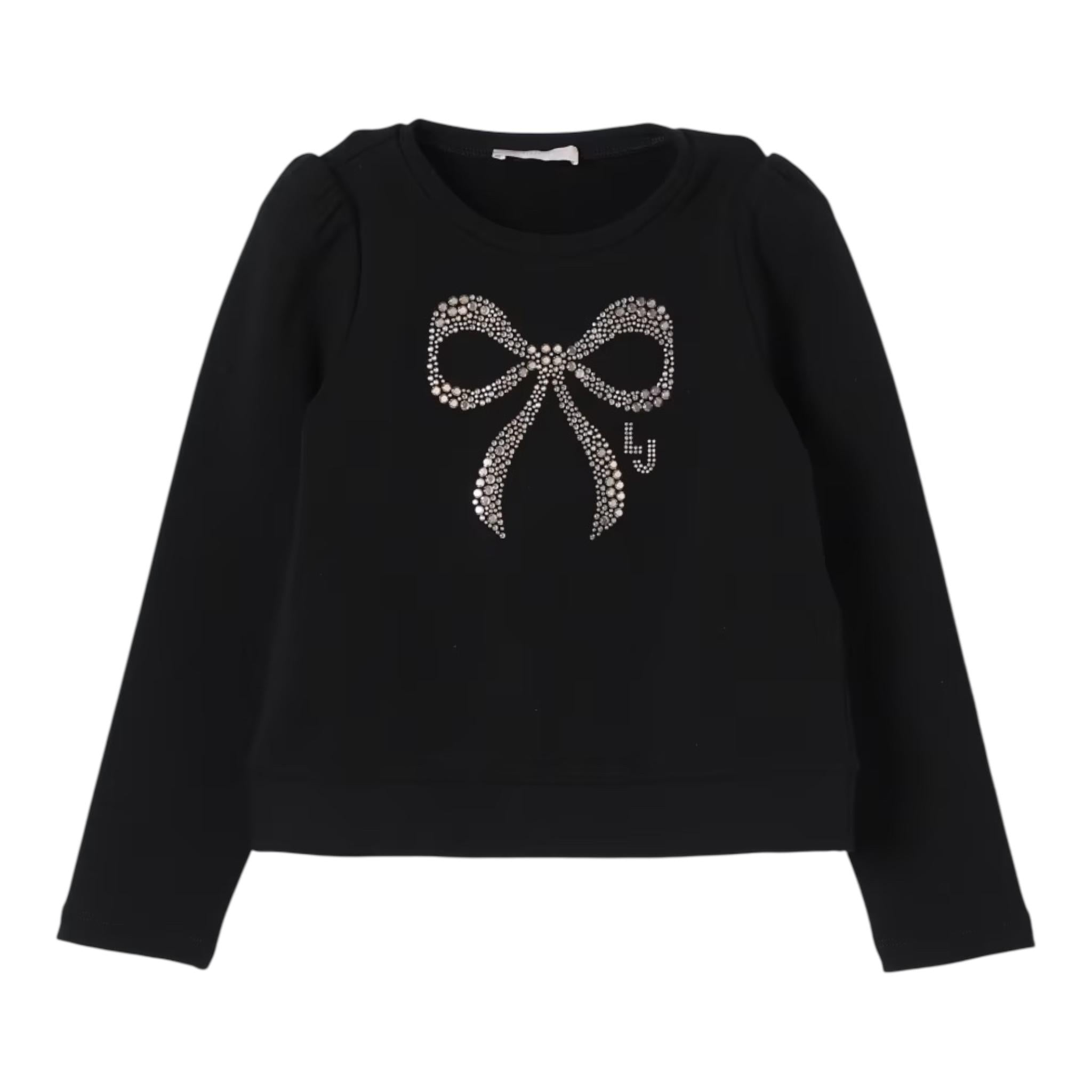 LIU JO felpa chiusa girocollo tnta unita con brillantini Nero per Bambina KF4108XX NERO LIU JO 