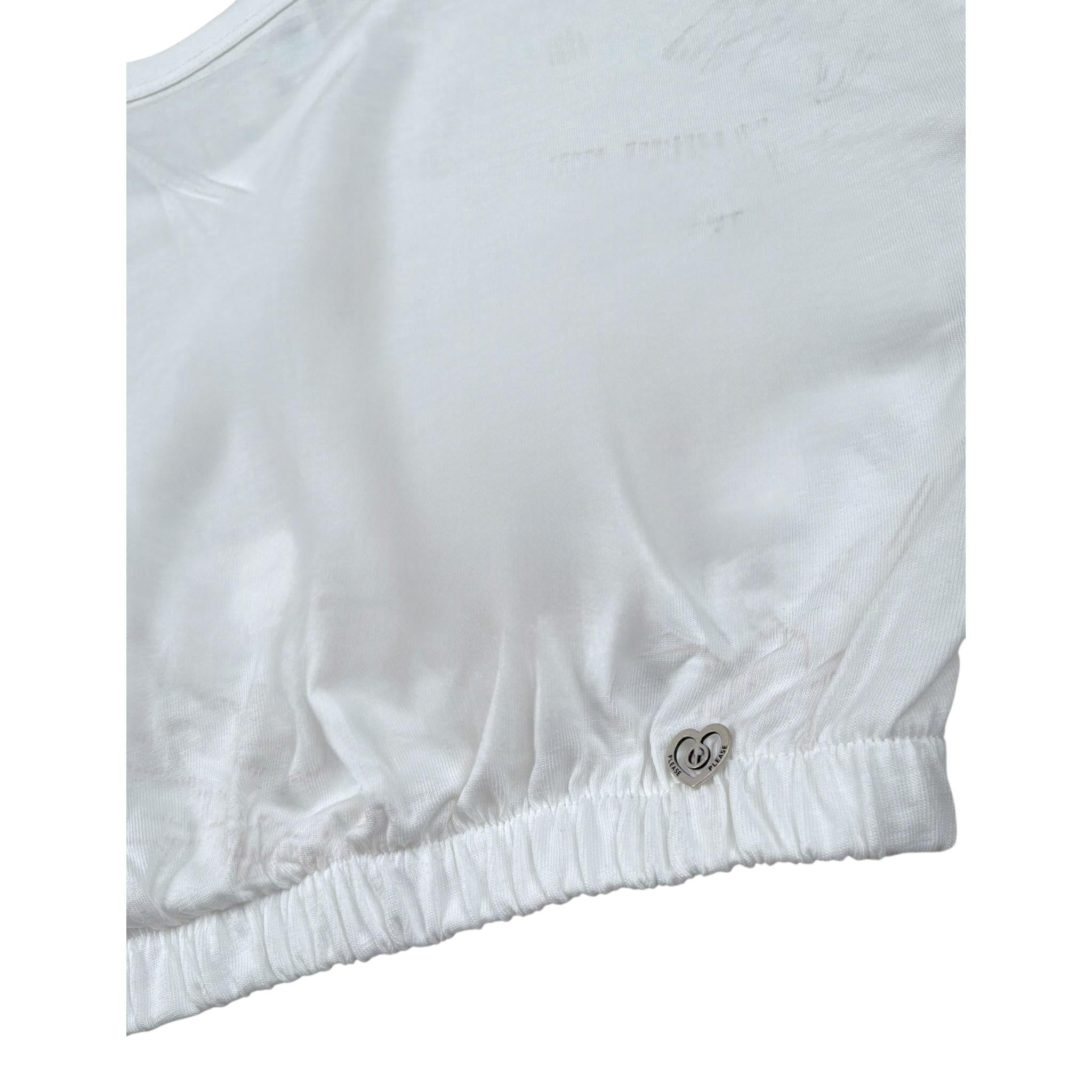 Please T-Shirt Tinta Unita con Elastico per Bambina MBC4030G72 BIANCO PLEASE 