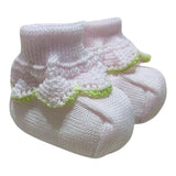 Marlu' Babbucce Bicolore Con Ricami Rosa Per Neonata