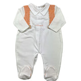 Ninnaoh Tutina Bicolore con Fantasia A Righe Bianco/Arancione per Neonato