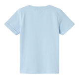 Name.It T-Shirt Girocollo Tinta Unita Con Stampa Azzurro Per Bambino