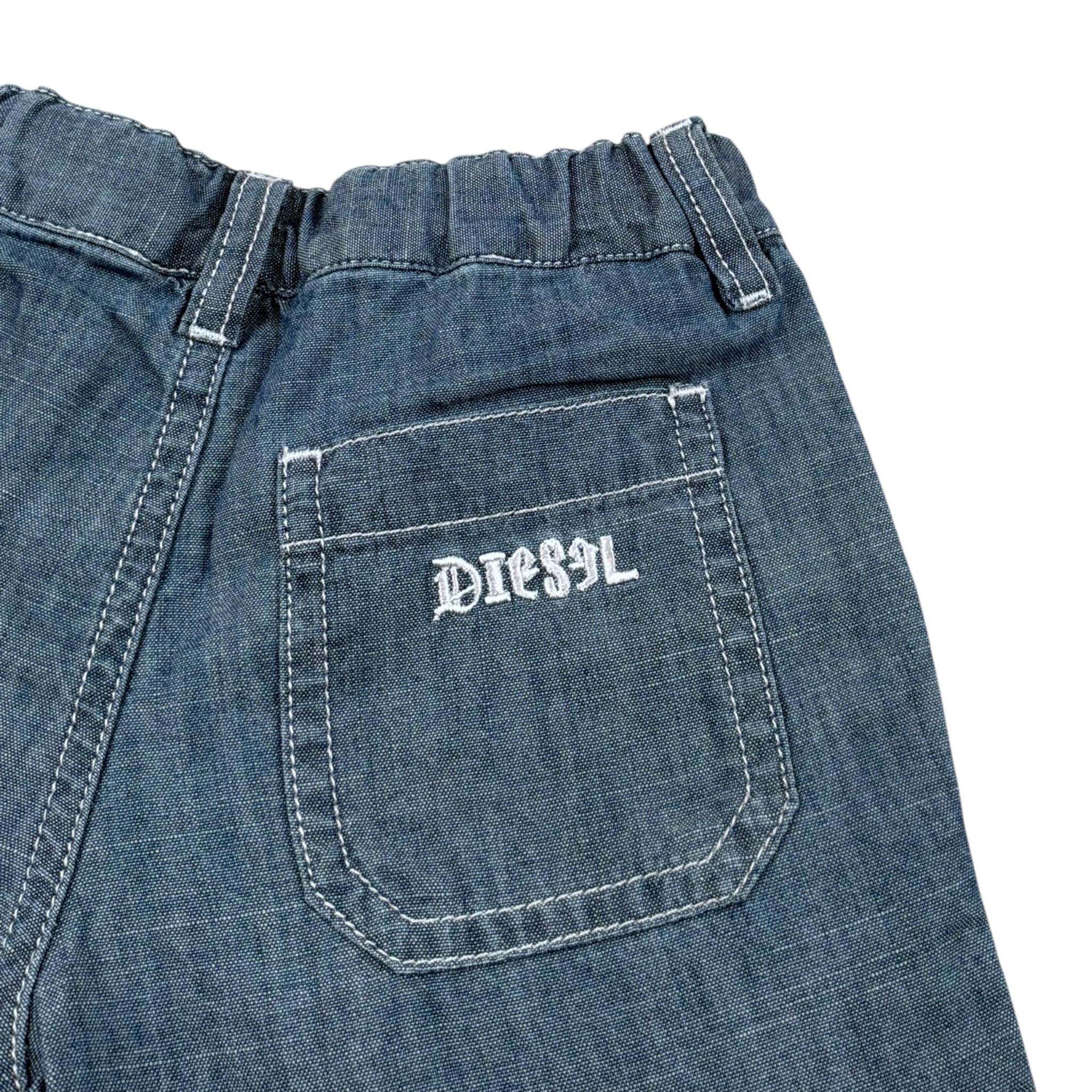 Diesel Bermuda In Denim tinta unita con Logo Blu per Neonato K00146 BLU DIESEL 