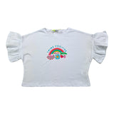 Mousse T-Shirt Girocollo Tinta Unita con Stampa per Bambina SKTSC377W BIANCO MOUSSE 