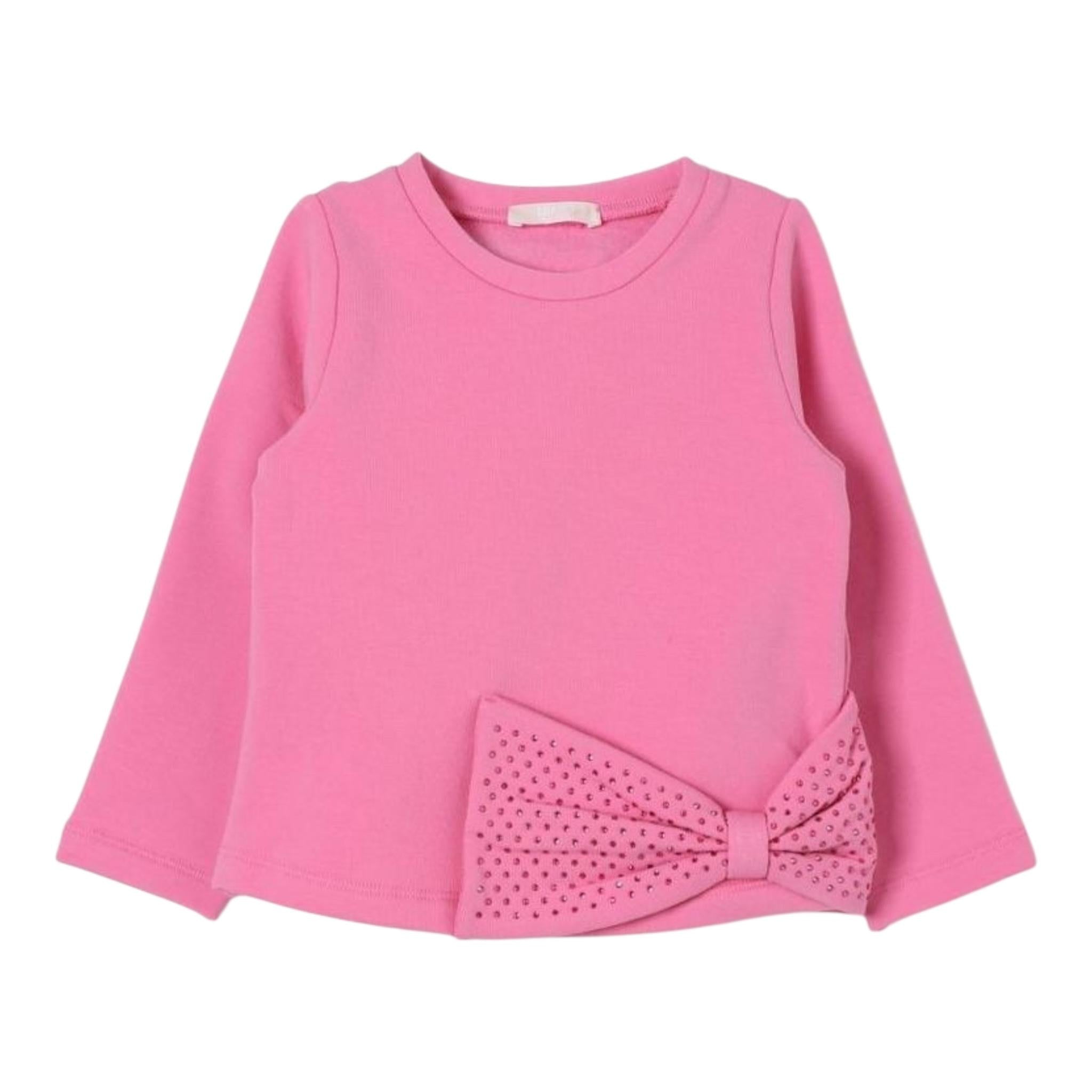 LIU JO felpa tinta unita girocollo con fiocco Fuxia per Bambina KF4106F0939J FUXIA LIU JO 