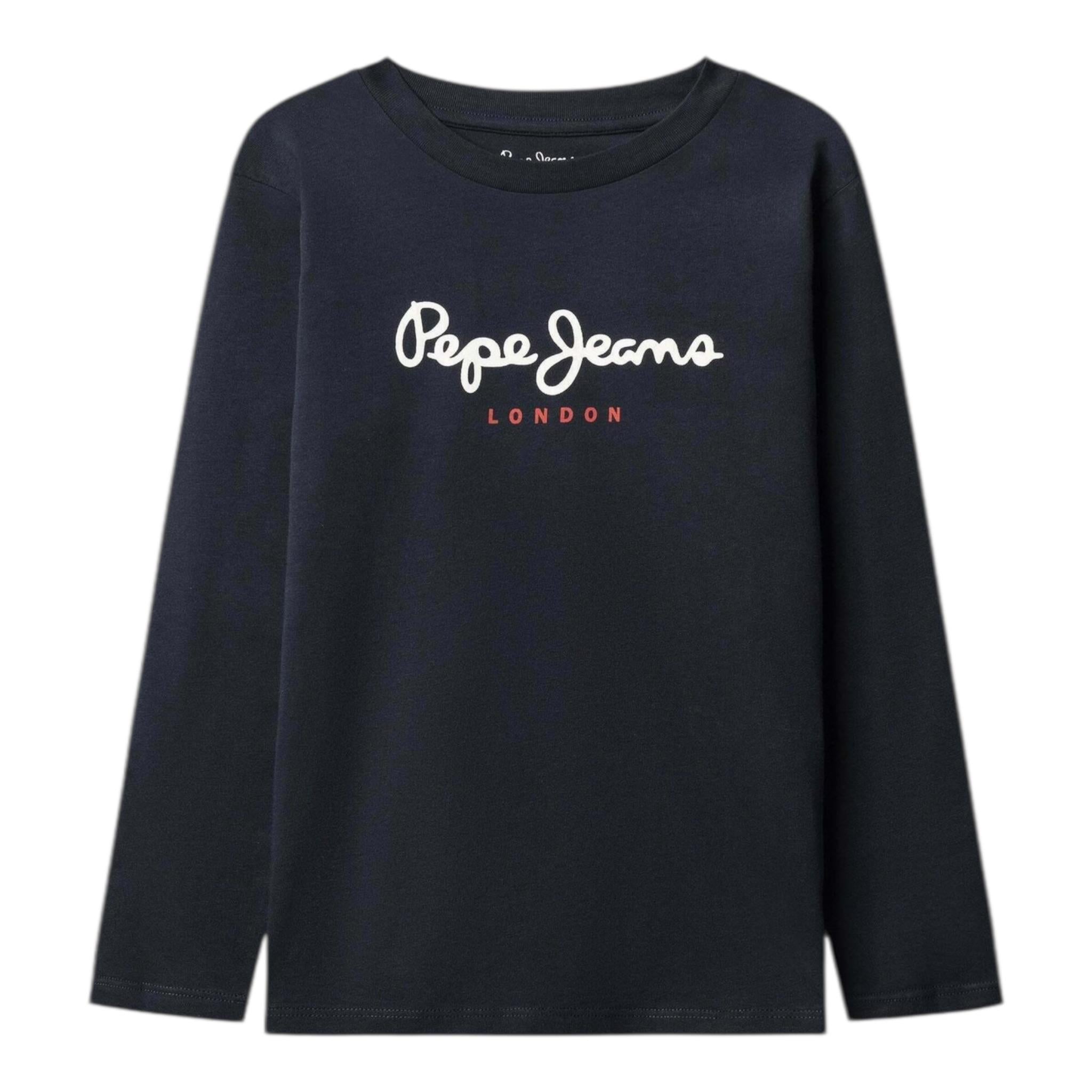 Pepe Feamo Shirt Girocollo Tinta Unita con Stampa per Bambino PB503993 BLU PEPE JEANS 