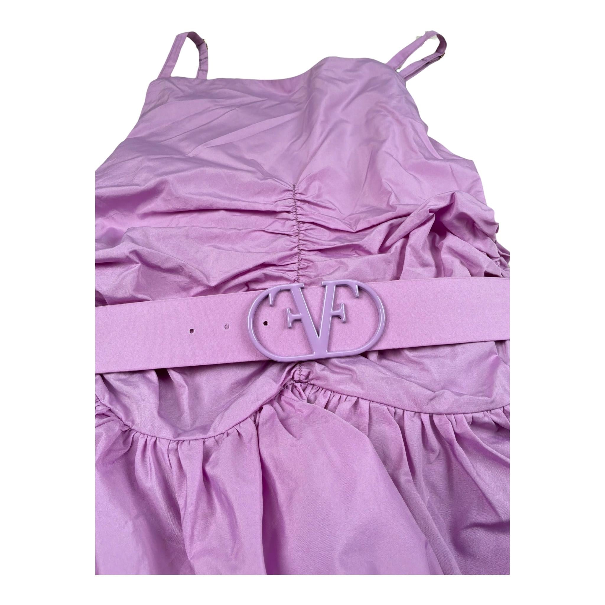 Fun & Fun Abito Bretelline Tinta Unita con Cintura per Bambina FNCJJP16377 GLICINE FUN & FUN 