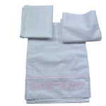 Le Bebe' Lenzuola Set 3 Pezzi Tinta Unita con Stampa per Neonata LBG6296 BIANCO LE BEBE' 