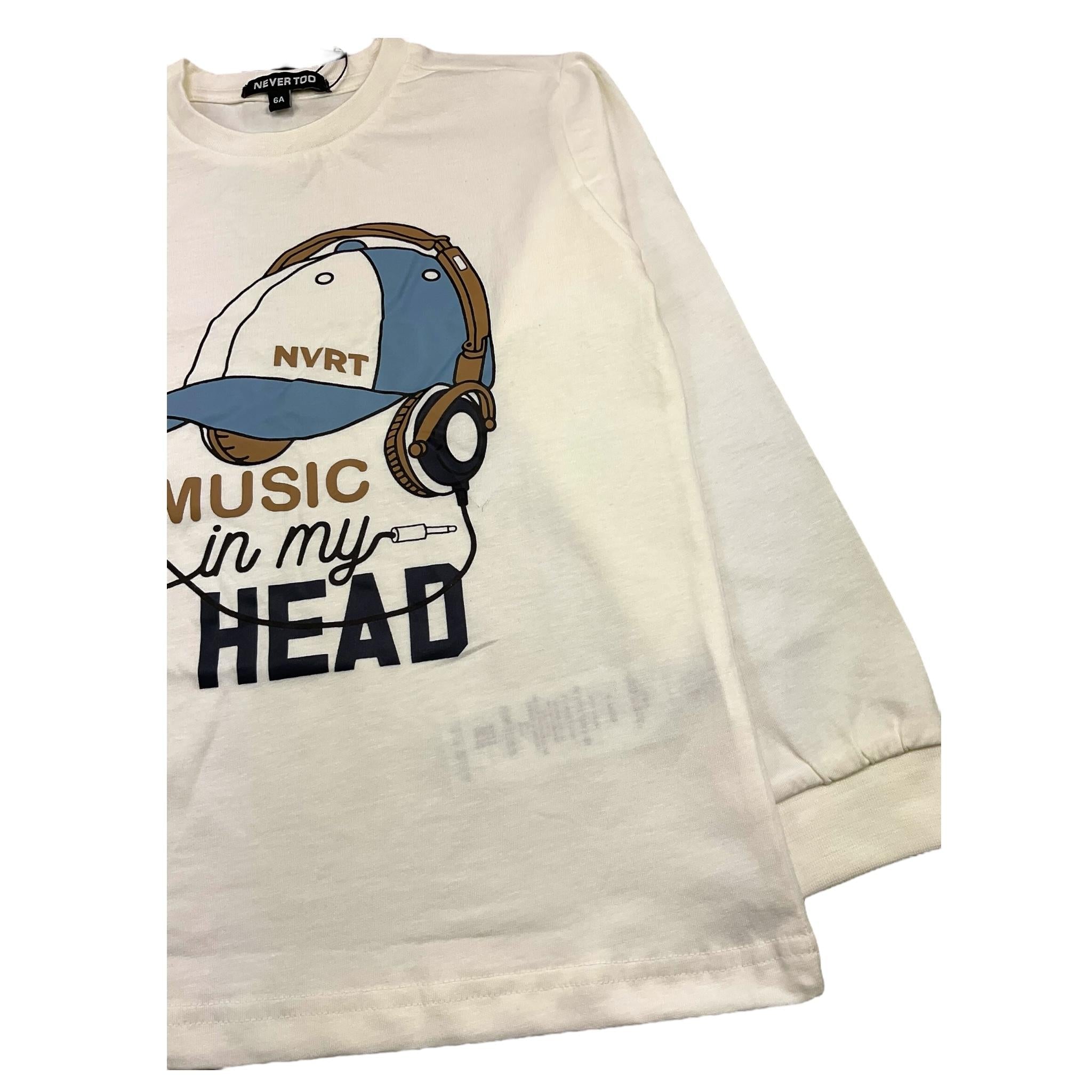 NEVER TOO shirt girocollo tinta unita con stampa in contrasto Panna per Bambino NT2219B PANNA NEVER TOO 