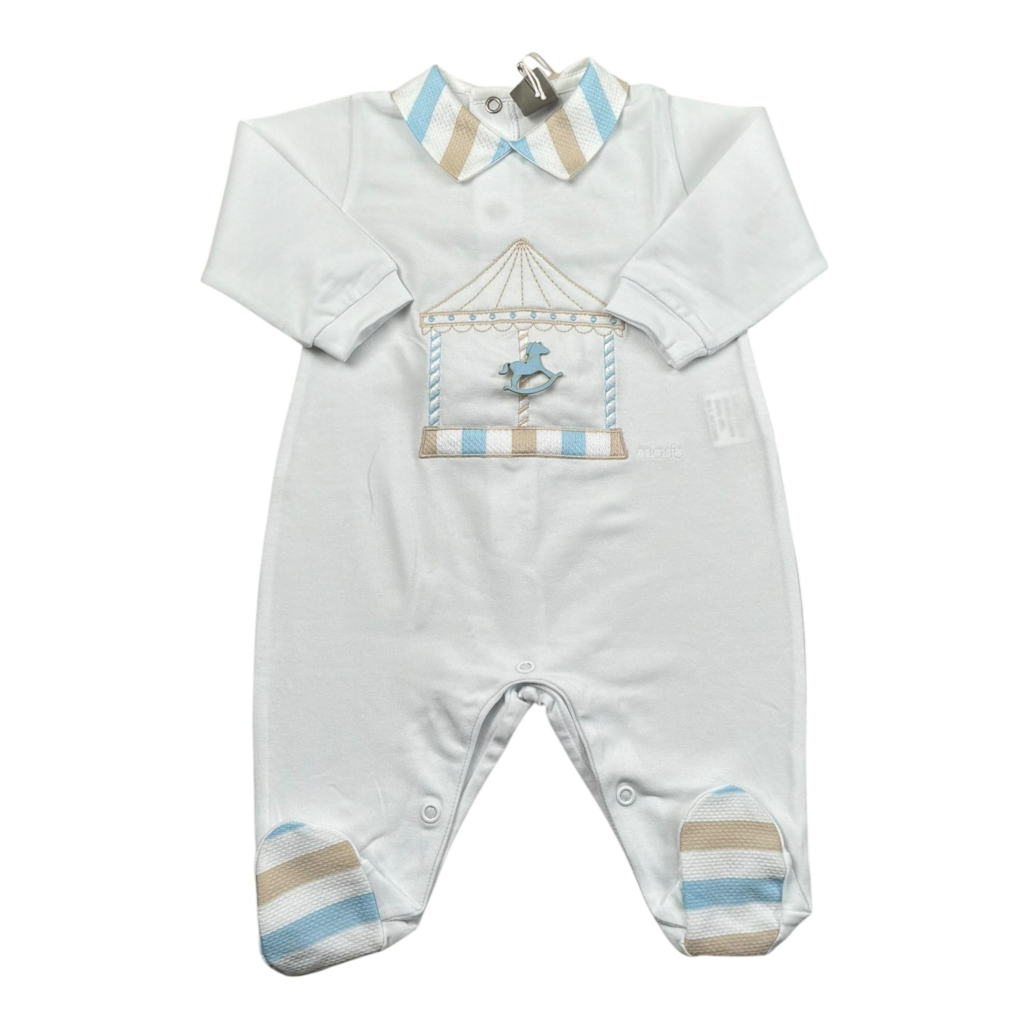 Marlu' Tutina Tinta Unita con Stampa per Neonato EL6014 BIANCO MARLU' 