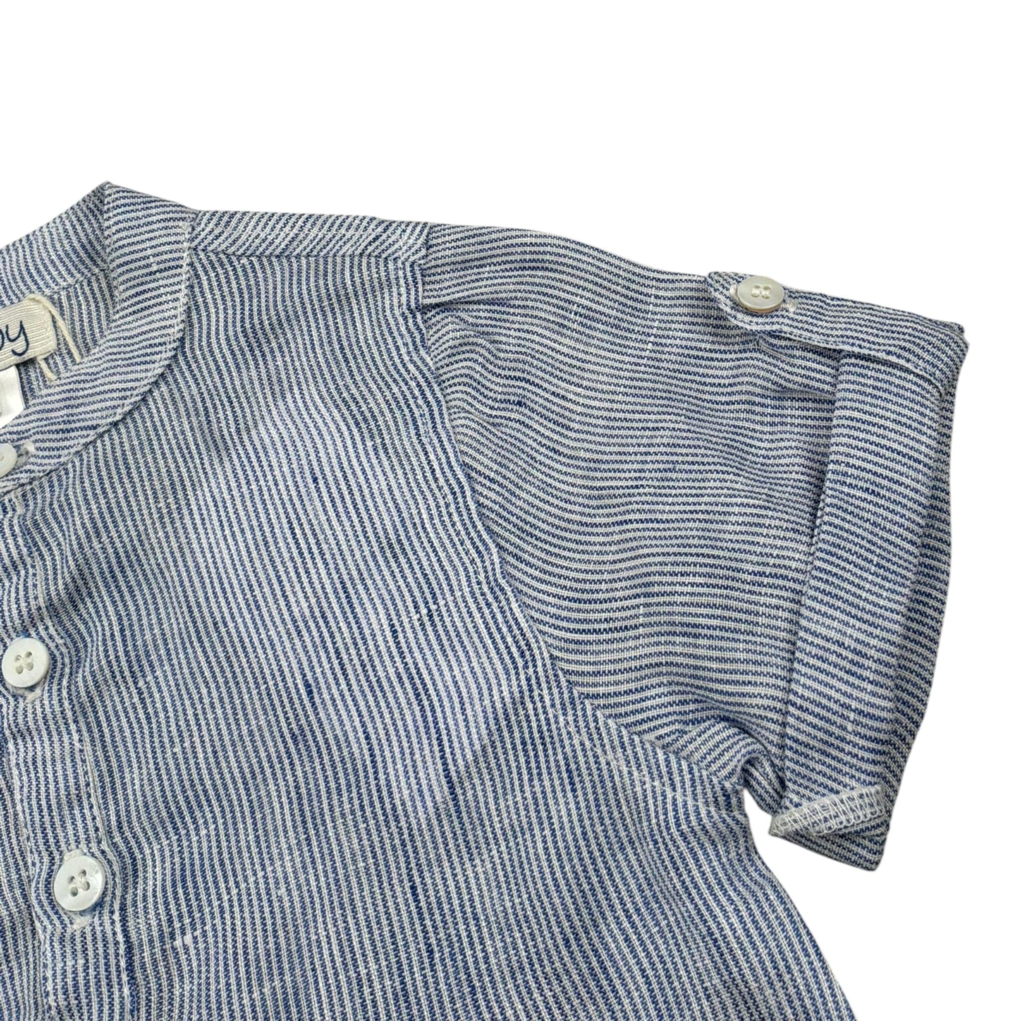 Malvi & Co Camicia Mezza Manica Tinta Unita con Fantasia A Righe per Neonato S25B214CALR AZZURRO MALVI & CO 