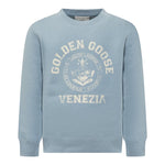 GOLDEN GOOSE felpa girocollo tinta unita con stampa Azzurro per Bambino GKP0140 AZZURRO GOLDEN GOOSE 