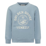 GOLDEN GOOSE felpa girocollo tinta unita con stampa Azzurro per Bambino GKP0140 AZZURRO GOLDEN GOOSE 