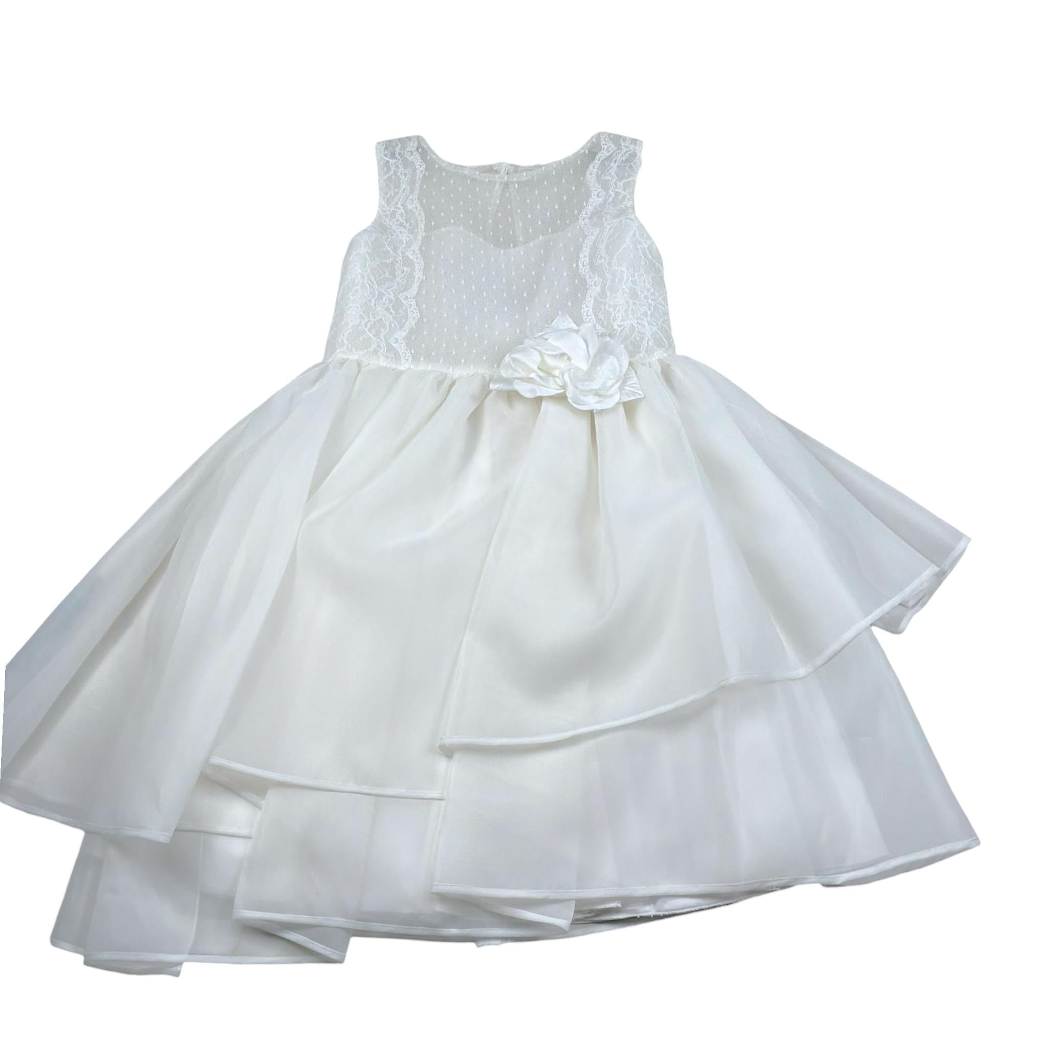 Isabel Abito Cerimonia Tinta Unita con Tulle per Bambina IS23C246S BIANCO ISABEL 