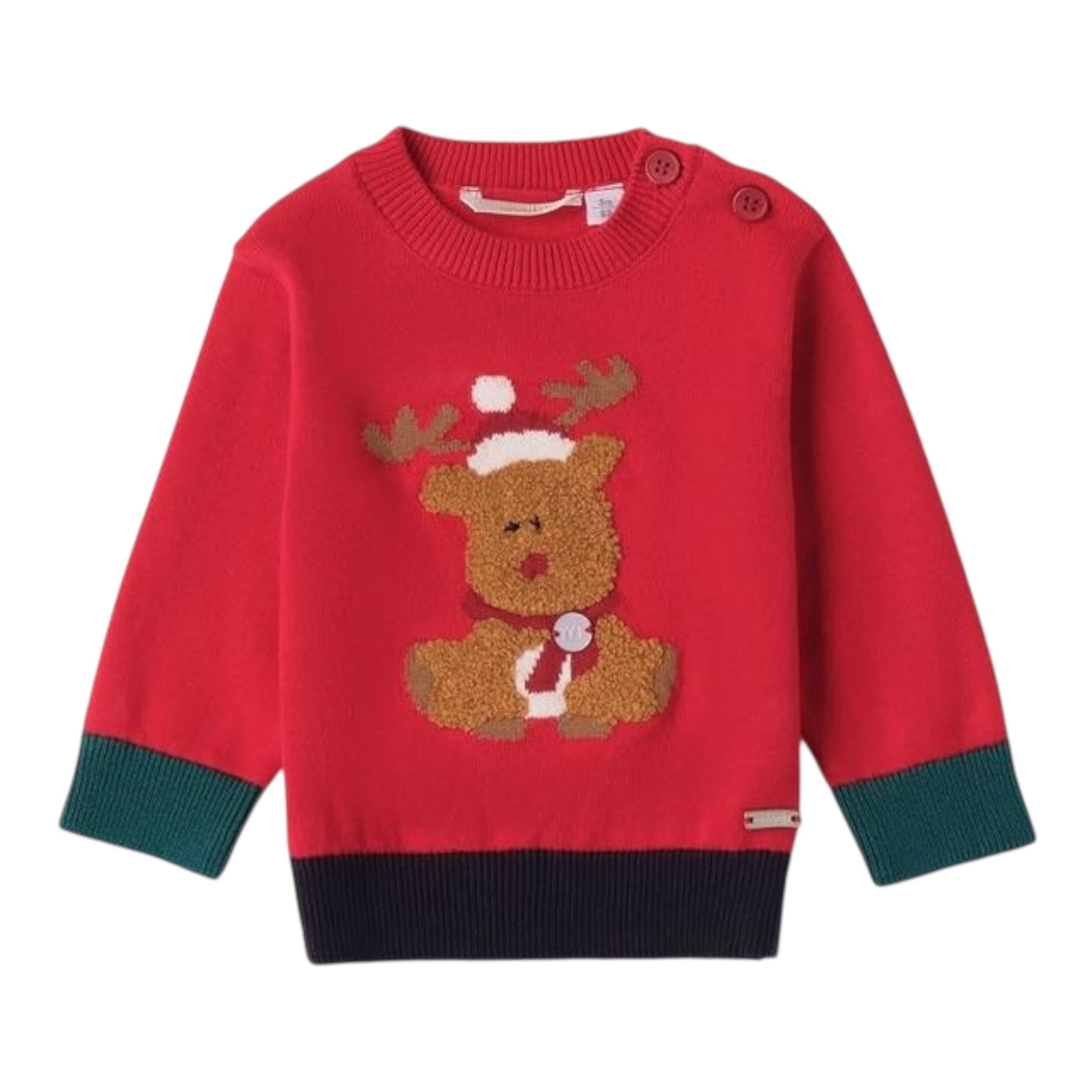 MINI BANDA maglia girocollo tinta unita con ricami Rosso per Neonato 3A671X ROSSO MINI BANDA 