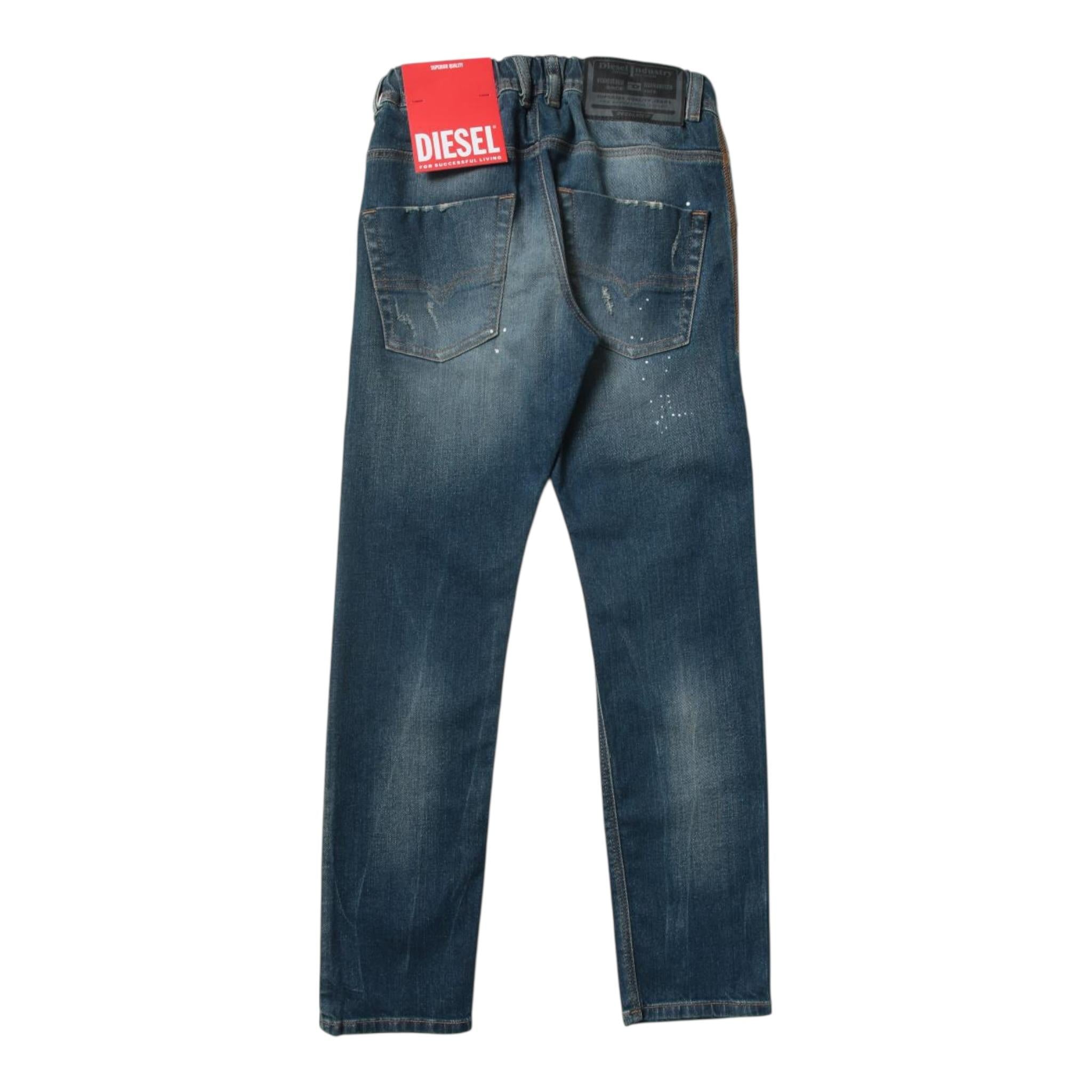 Diesel Jeans tinta unita con Elastico In Vita Blu per Bambino 00J3A8 BLU DIESEL 