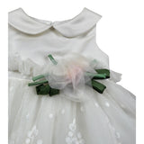 Colori Chiari Abito Giromanica tinta unita con Tulle Bianco per Neonata FN105765 BIANCO COLORI CHIARI 