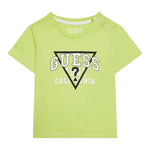 Guess T-Shirt Gircollo Tinta Unita con Stampa per Neonato I3RI03K8HM0X VERDE GUESS 
