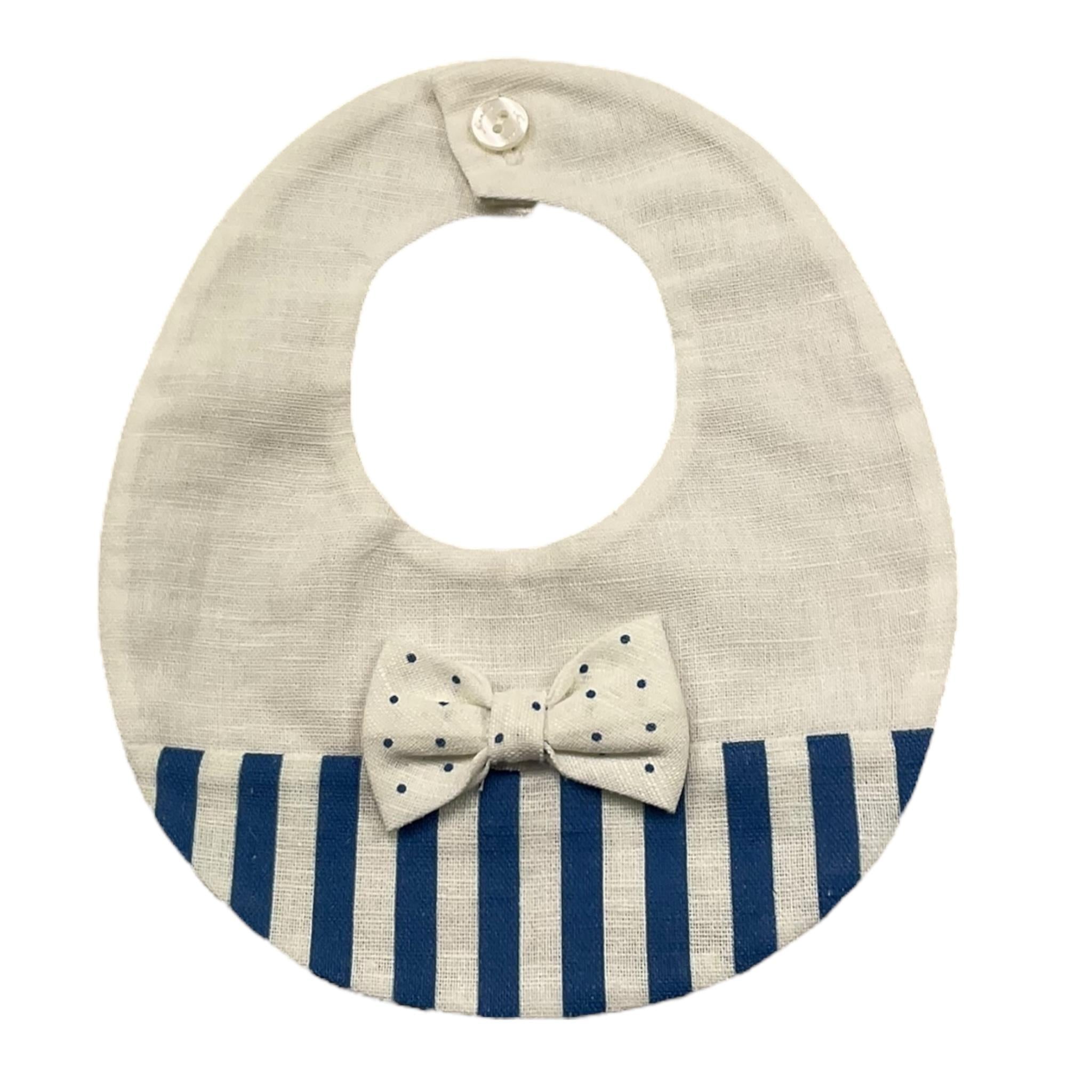 Ninnaoh Bavetta Tinta Unita con Fantasia A Righe per Neonato E22205 BIANCO NINNAOH 