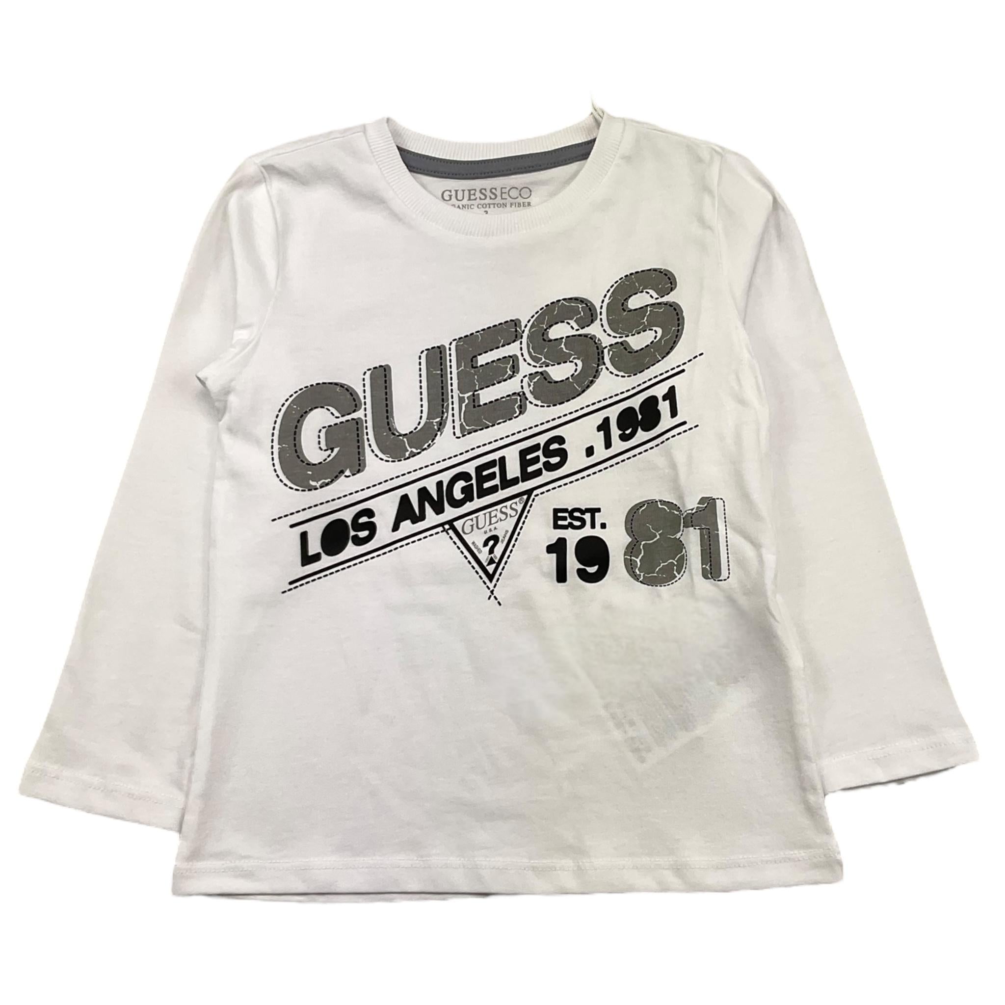 GUESS shirt girocollo tinta unita con stampa in contrasto Bianco per Bambino N4BI11I3Z14 BIANCO GUESS 