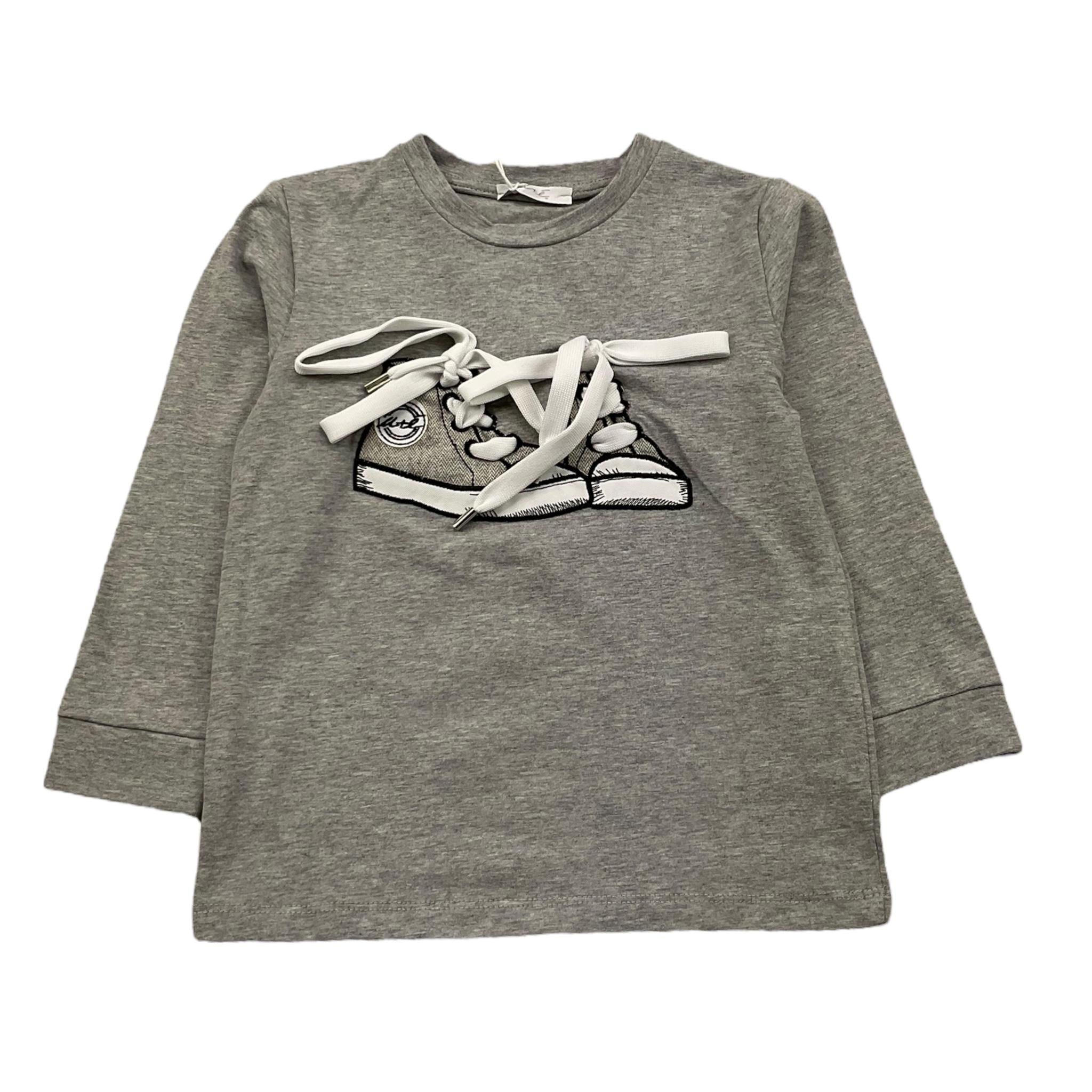 M+E' shirt girocollo tinta unita cn stampa scarpe Grigio per Bambino UEM0469 GRIGIO M+E' 