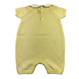 Little Bear Pagliaccetto Mezza Manica Tinta Unita Con Colletto In Contrasto Giallo Per Neonato