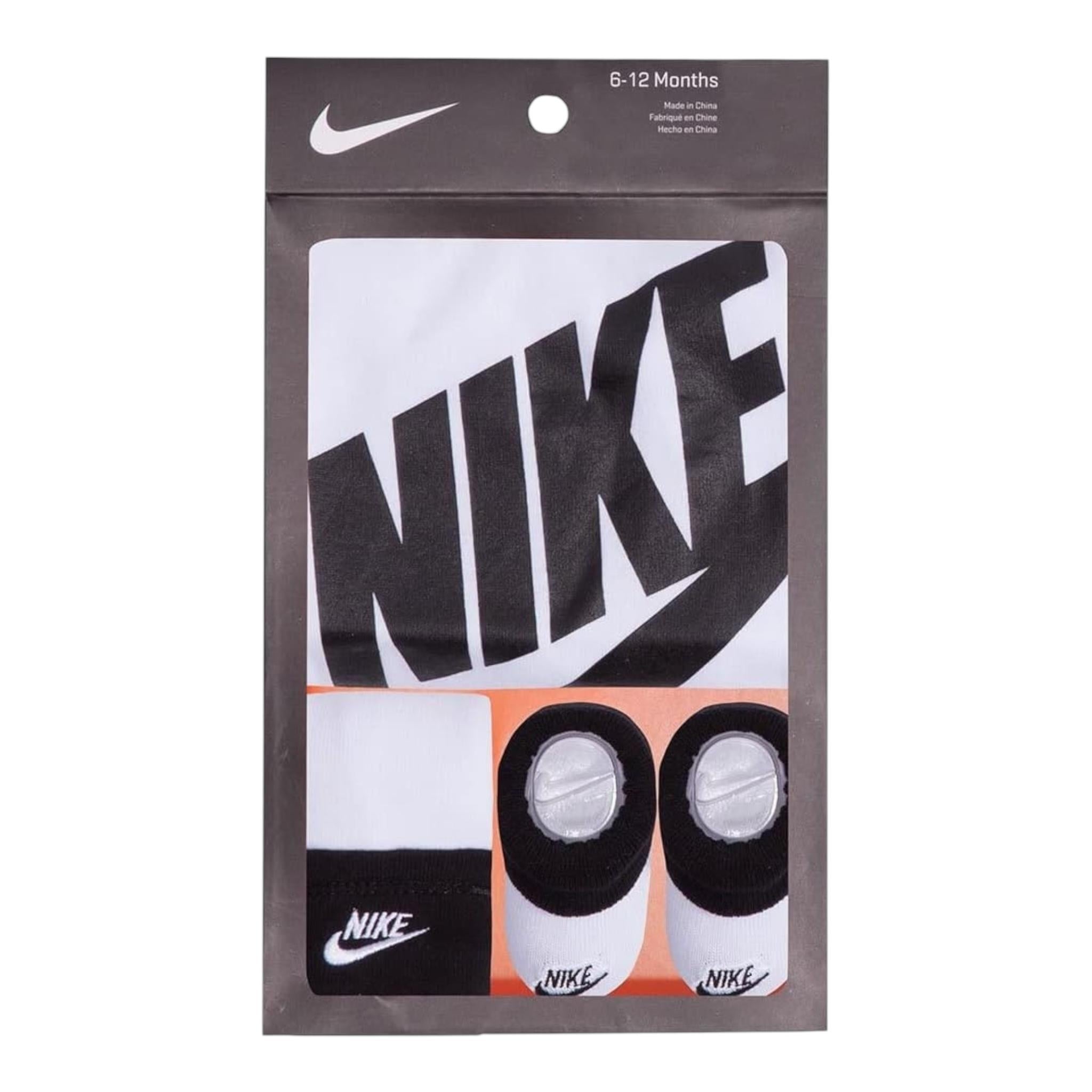 Nike Completo 3 Pezzi Body-Babbucce-Cappello per Neonato LN0073 BIANCO NIKE 