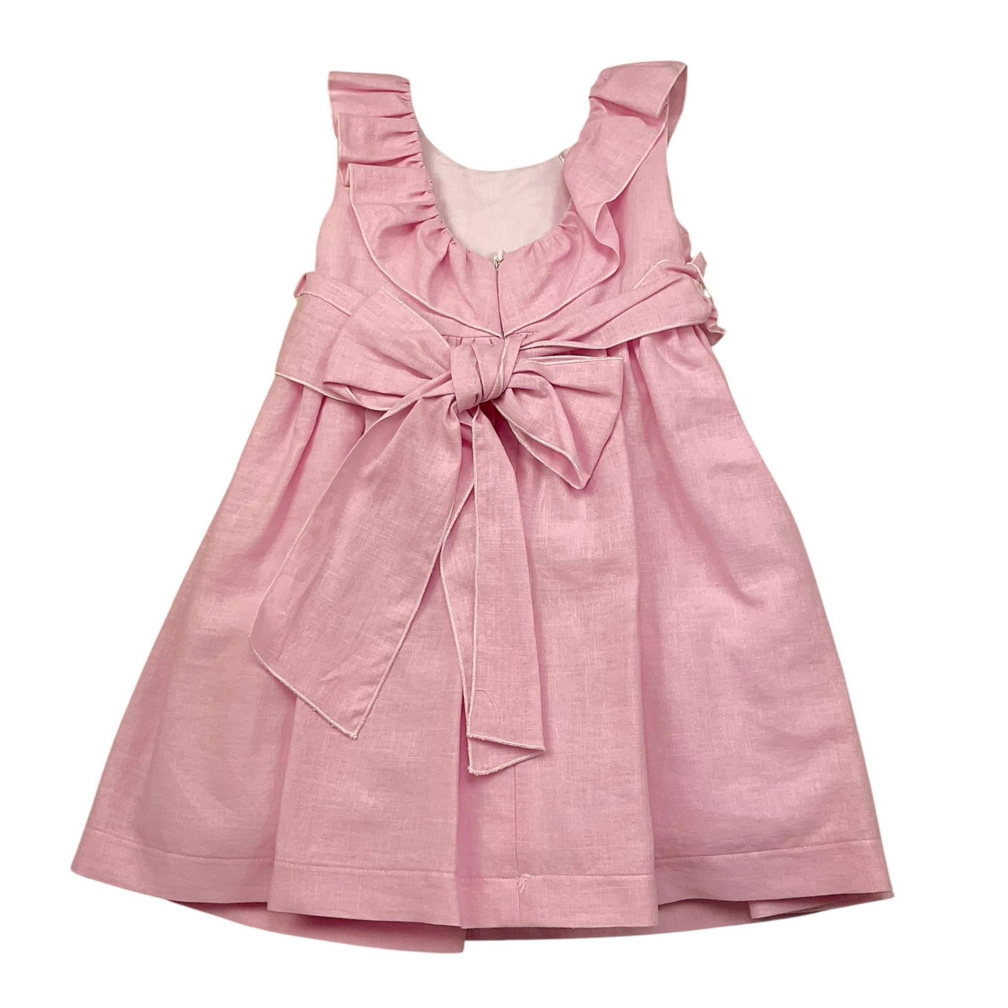 La Sartoria Dei Piccoli Abito Tinta Unita Giromanica per Neonata L027 ROSA LA SARTORIA DEI PICCOLI 