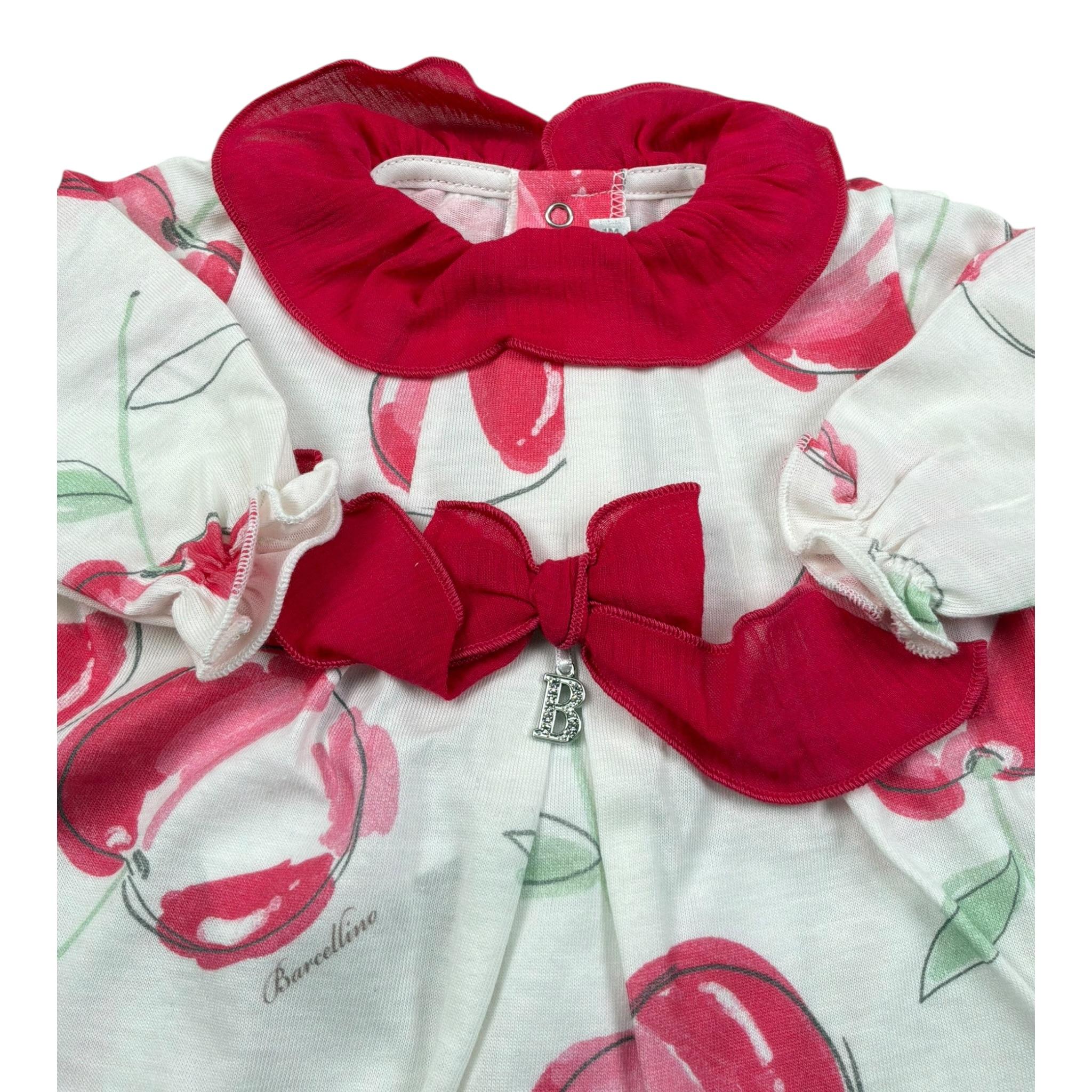 Barcellino Tutina Manica Lunga tinta unita con Stampe Bianco per Neonata 101101 BIANCO BARCELLINO 