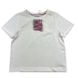 Simonetta T-Shirt Girocollo Tinta Unita Con Applicazione Bianco Per Neonata