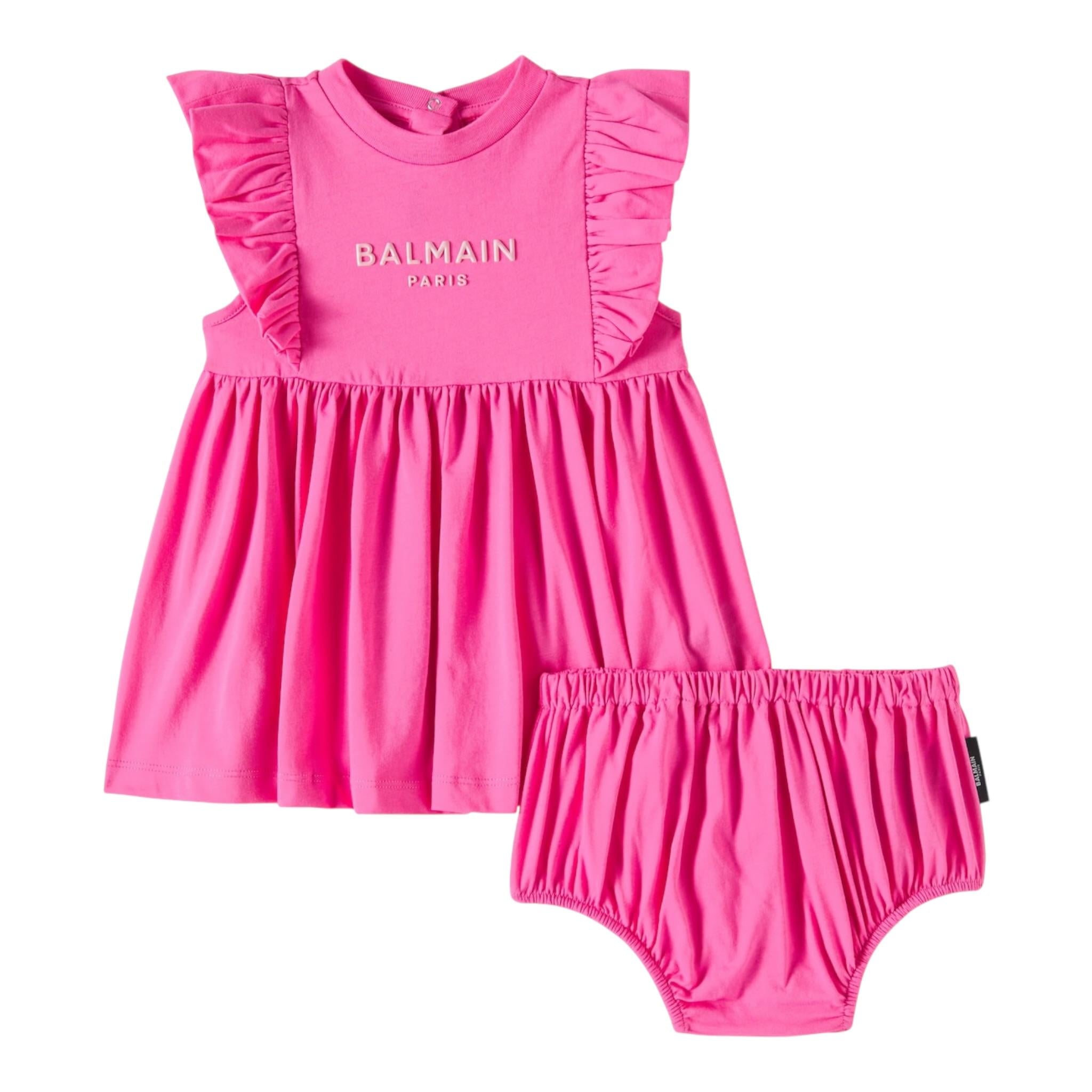 Balmain Set Abito Tinta Unita con Coulotte per Neonata BW1072 FUXIA BALMAIN 
