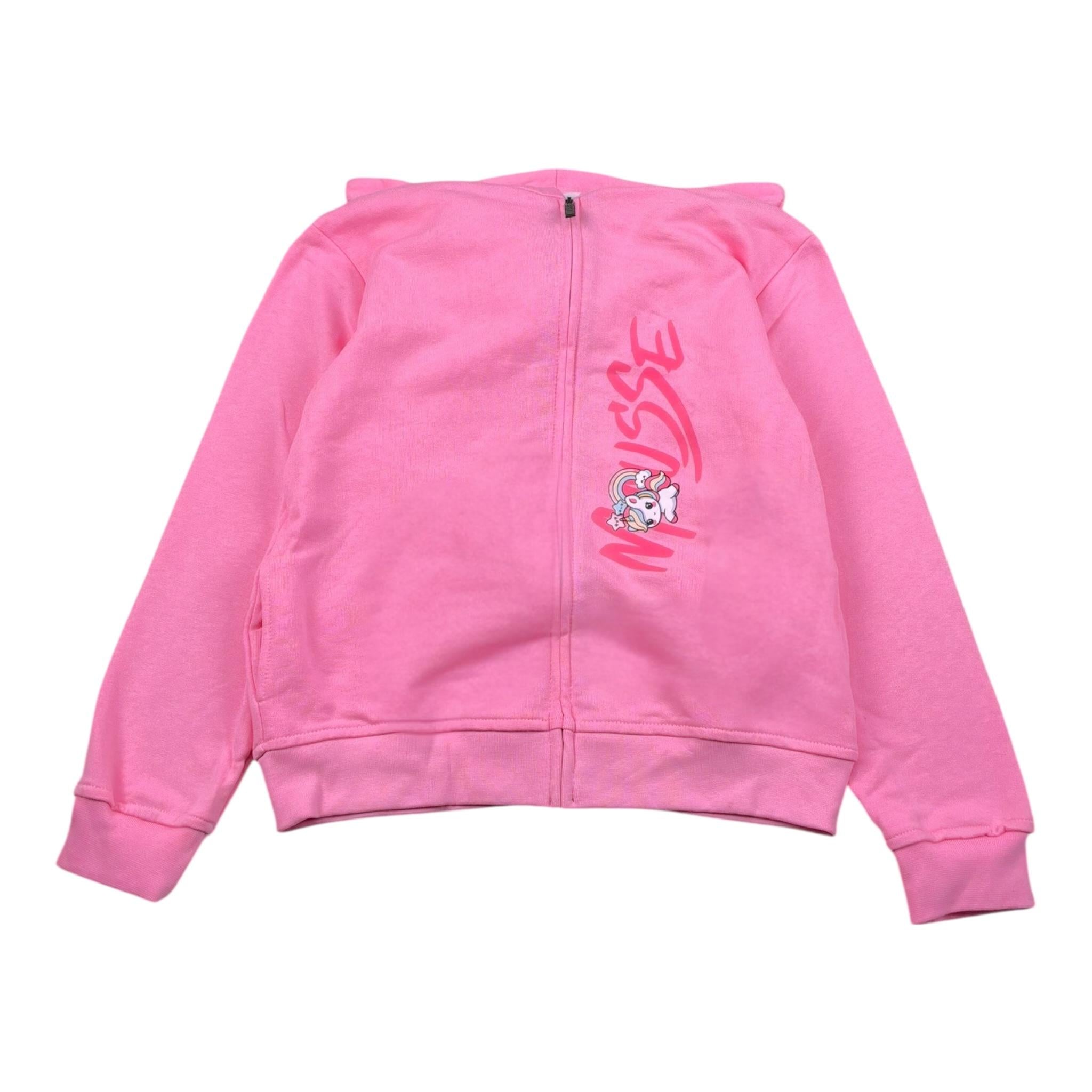 Mousse Felpa Tinta Unita con Zip E Cappuccio per Bambina UNILEOPINKK ROSA MOUSSE 