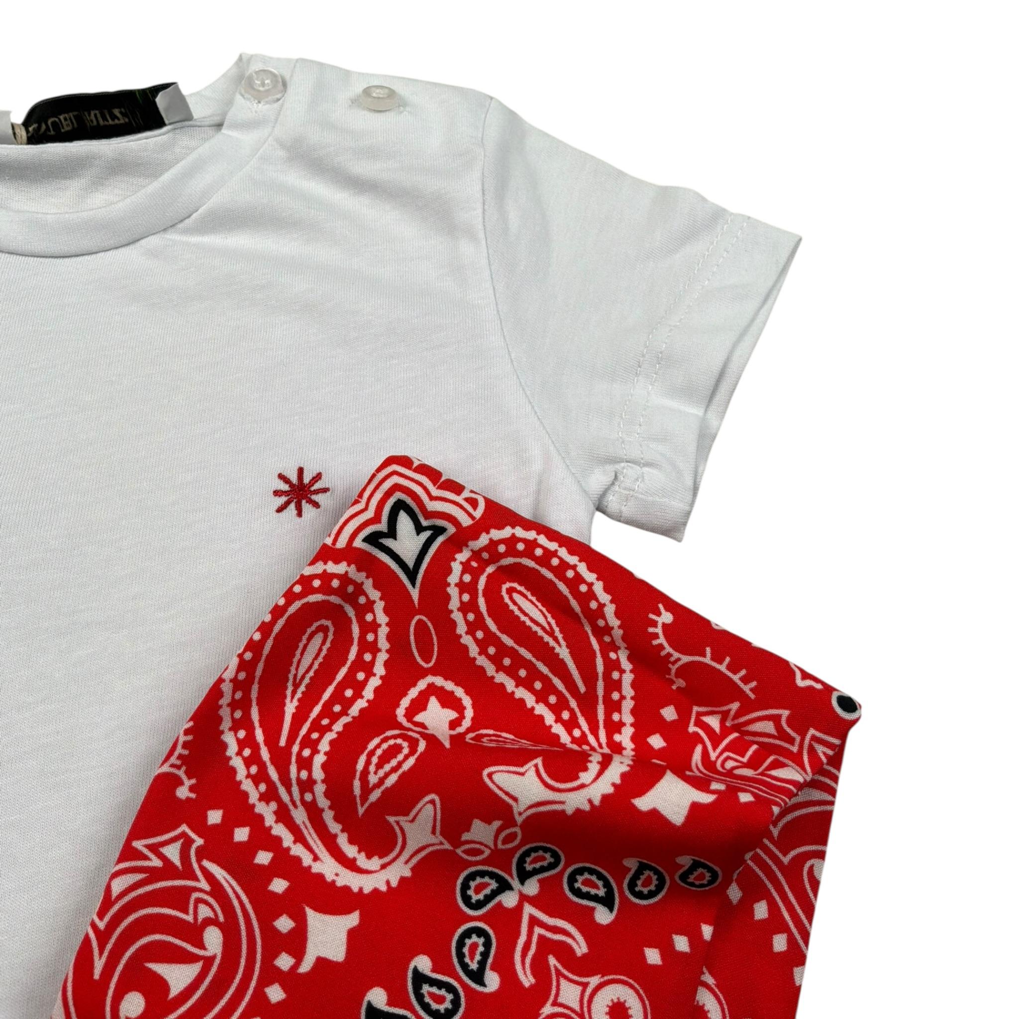 Manuel Ritz T-Shirt Girocollo tinta unita con Stampa E Bandana Bianco per Bambino MR3124JX BIANCO MANUEL RITZ 