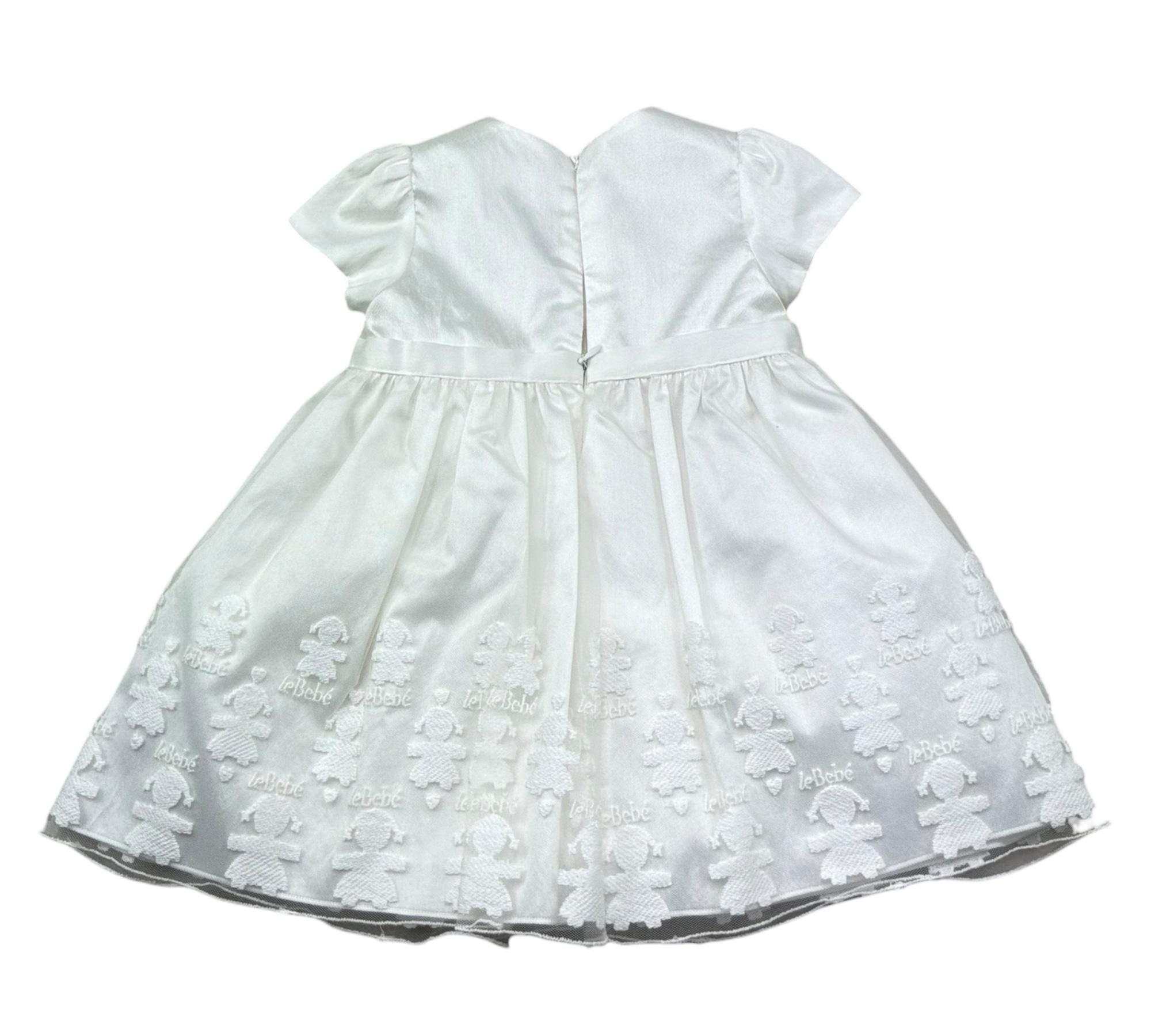 Le Bebe Abito Mezza Manica Tinta Unita con Fiocco per Neonata LBG0799 BIANCO LE BEBE 