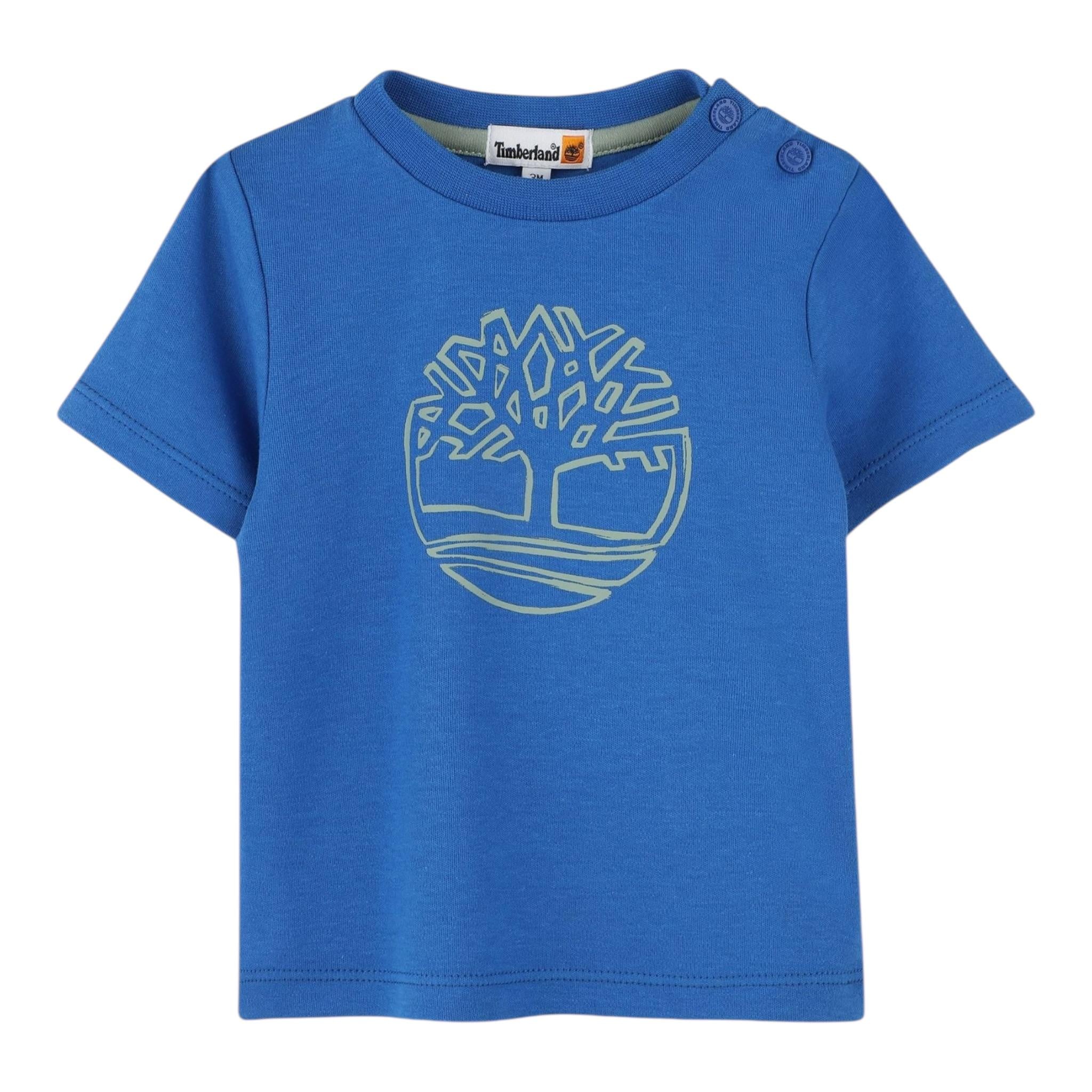 Timberland T-Shirt Girocollo Tinta Unita con Stampa per Neonato T60387 BLU TIMBERLAND 