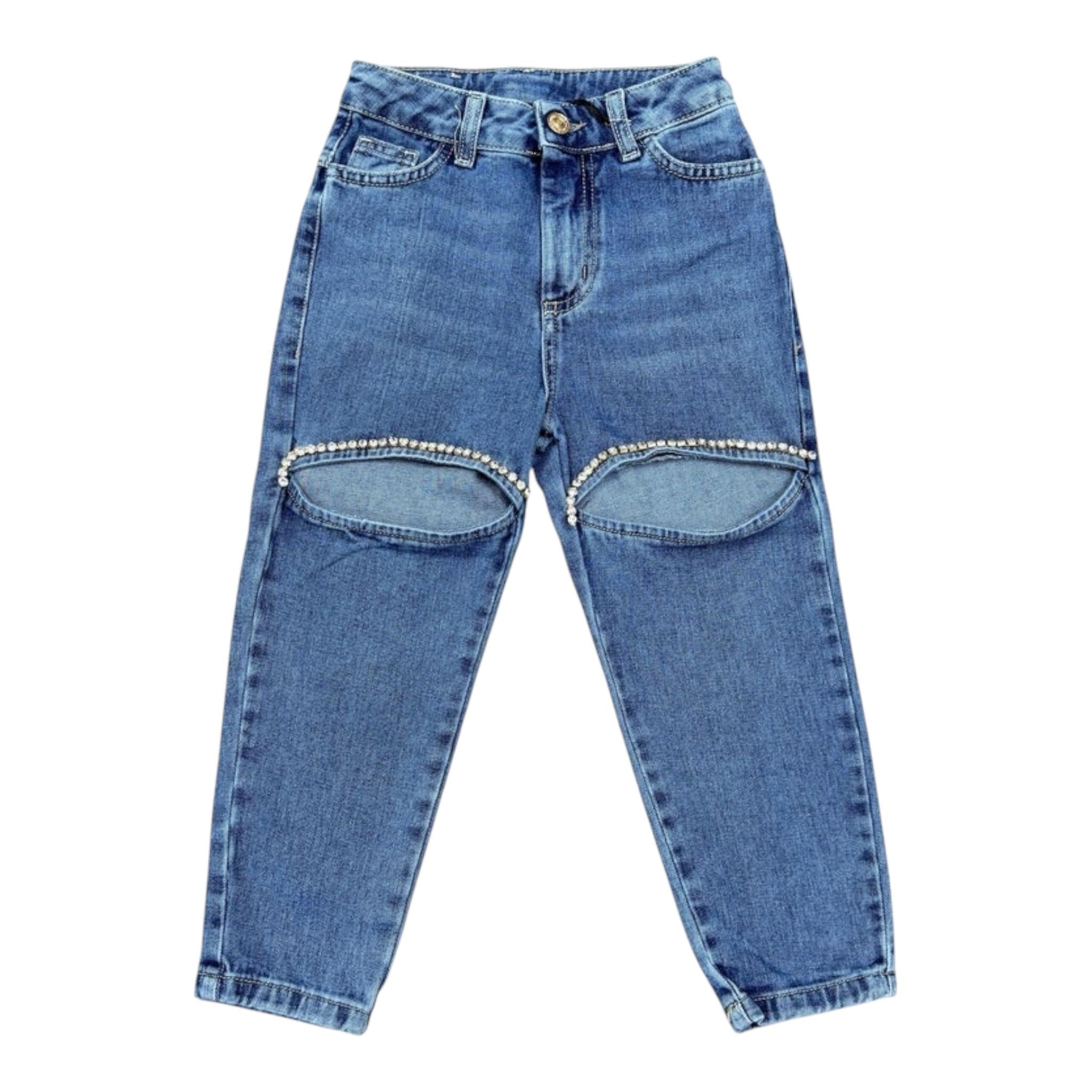 Marc Ellis Jeans Tinta Unita con Aperture E Brillantini per Bambina JMJPT01195 BLU MARC ELLIS 