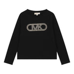 MICHAEL KORS shirt girocollo tinta unita con logo Nero per Bambina R30143 NERO MICHAEL KORS 