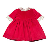 MARLU' abito mezza manica tinta unita con ricami Rosso per Neonata IH826 ROSSO MARLU' 