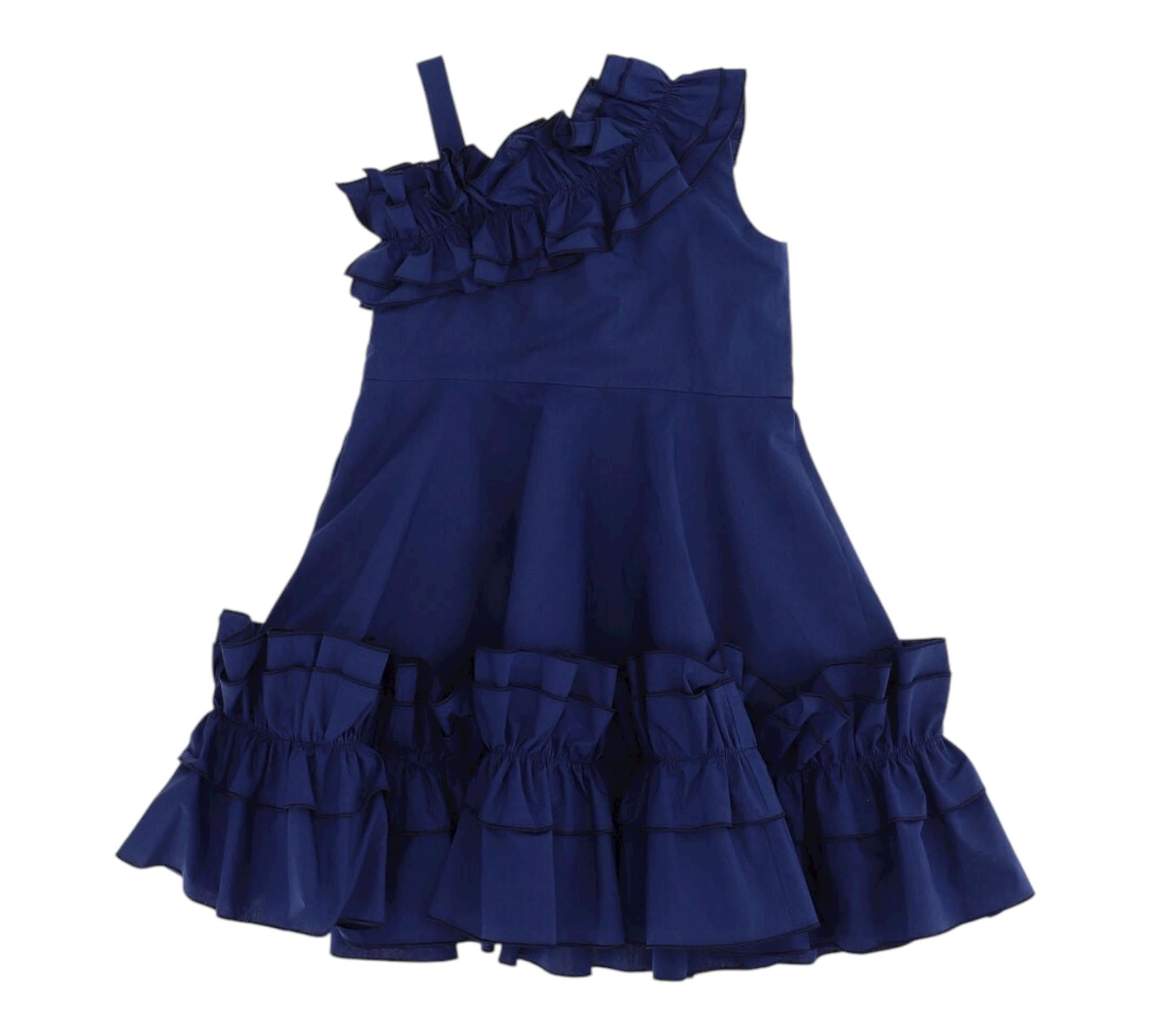 Monnalisa Abito Monospalla Tinta Unita per Bambina 117929A1 BLU MONNALISA 