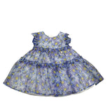 Alice Pi Einfarbiges Kleid mit blauem Blumenmuster für Baby Mädchen