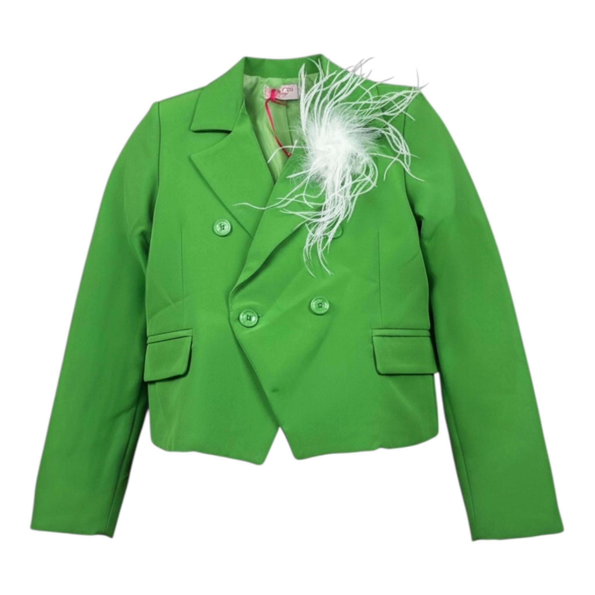 Kaos Giacca Tinta Unita con Applicazione per Bambina KS114 VERDE KAOS 