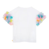 Billieblush T-Shirt Giocollo Tinta Unita con Maniche In Contrasto E Tulle per Bambina U20927XX BIANCO BillIEBLUSH 