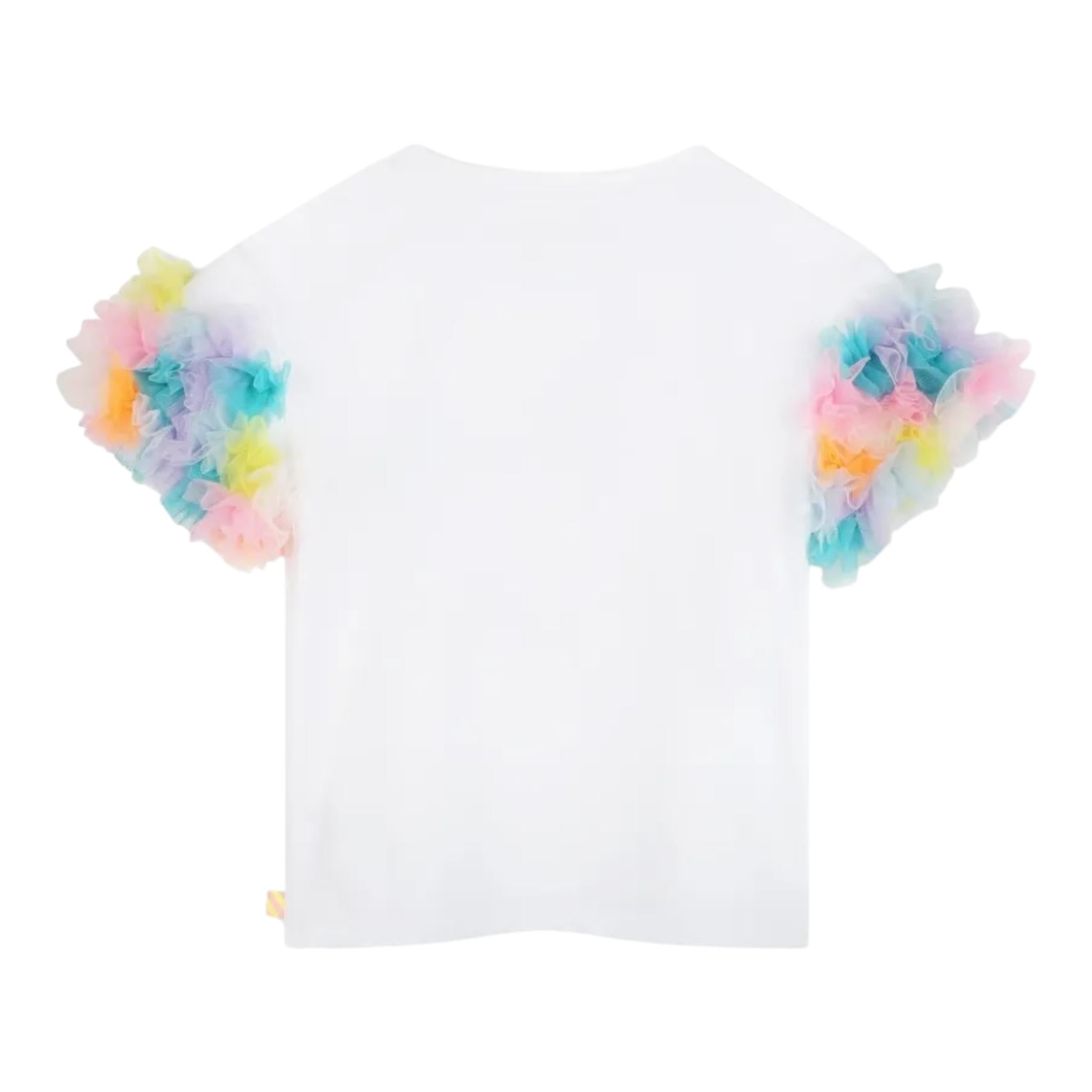 Billieblush T-Shirt Giocollo Tinta Unita con Maniche In Contrasto E Tulle per Bambina U20927XX BIANCO BillIEBLUSH 