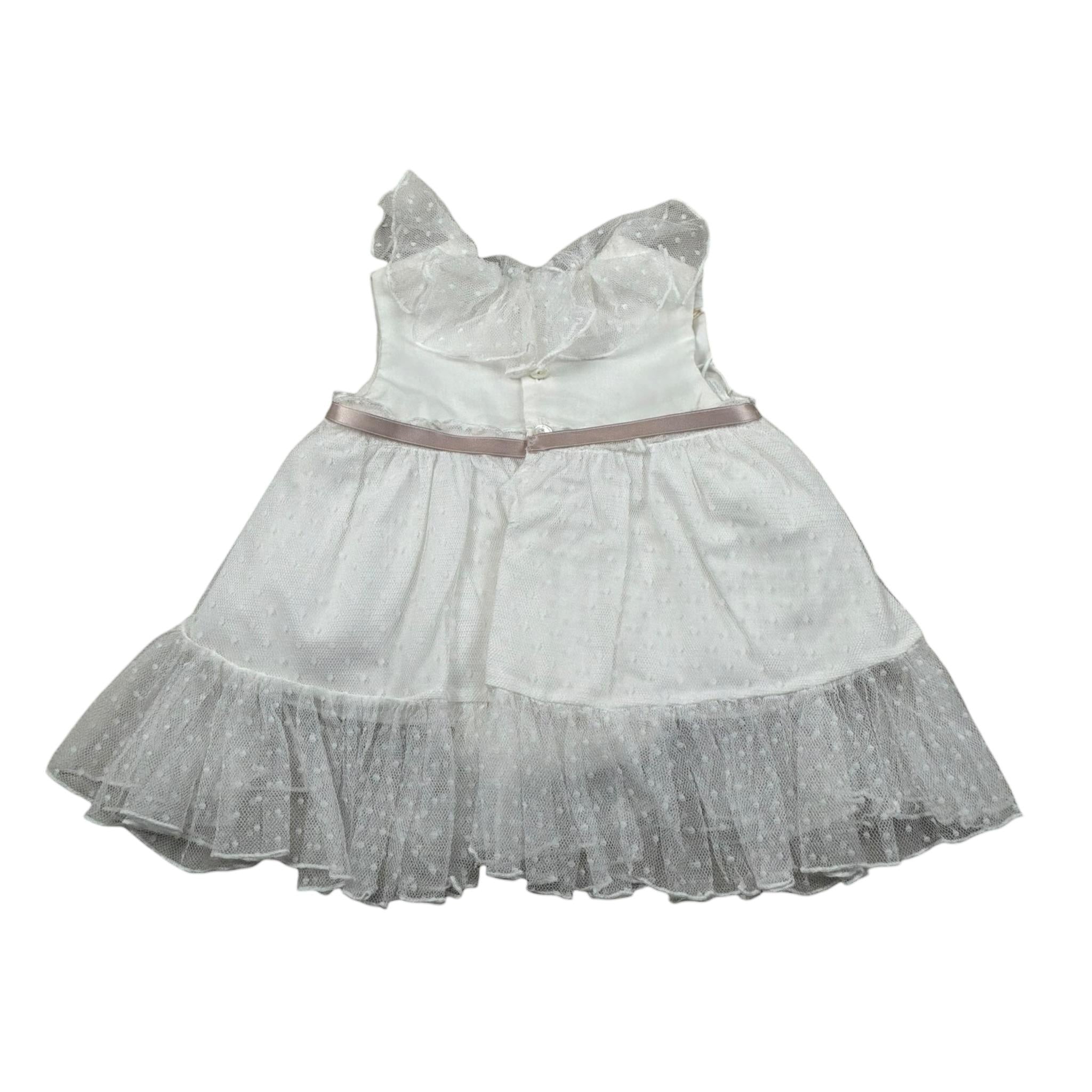 La Stupenderia Abito Giromanica tinta unita Cn Tulle Bianco per Neonata CBAB64 BIANCO LA STUPENDERIA 