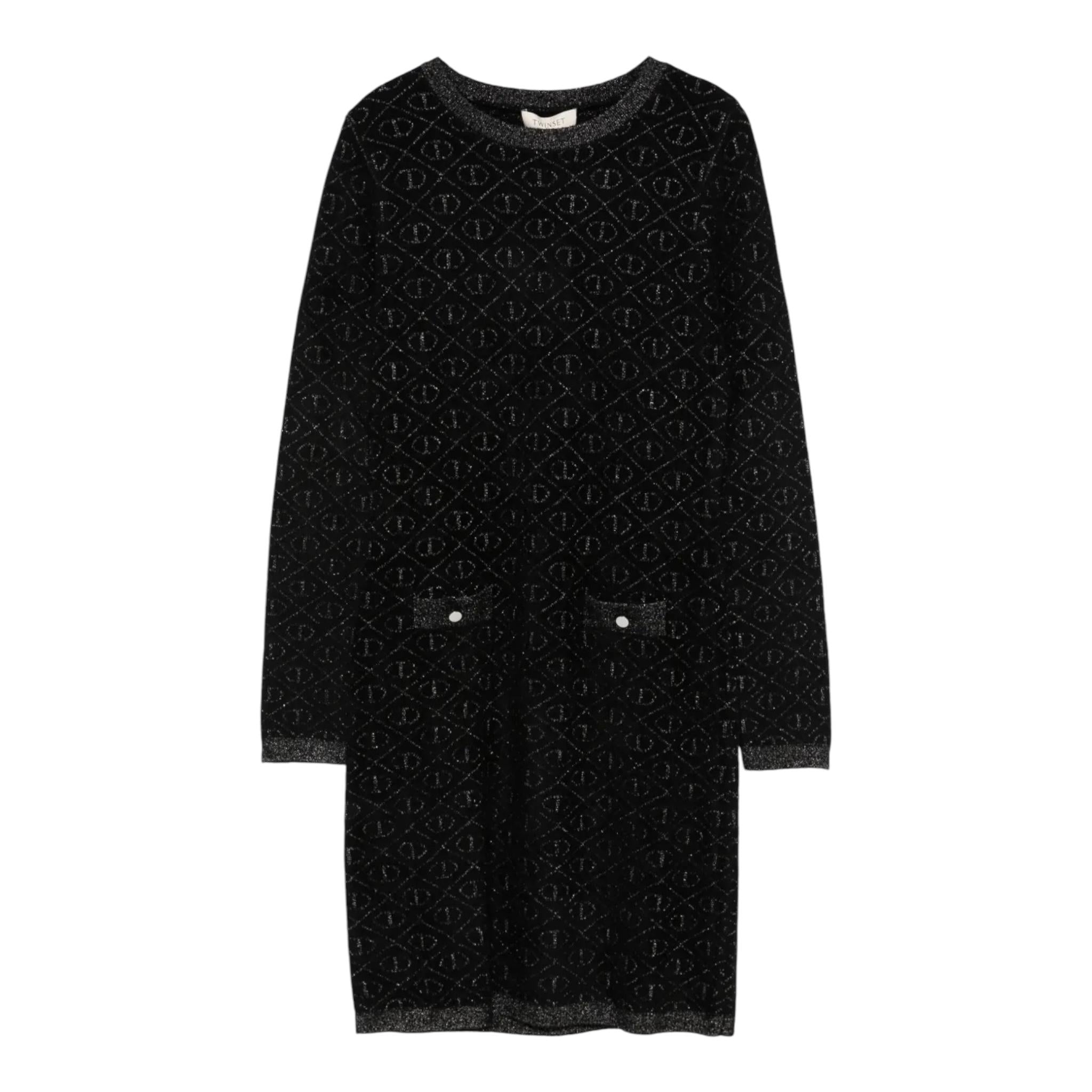 TWINSET abito tinta unita girocollo logato Nero per Bambina 242GJ3061 NERO TWINSET 